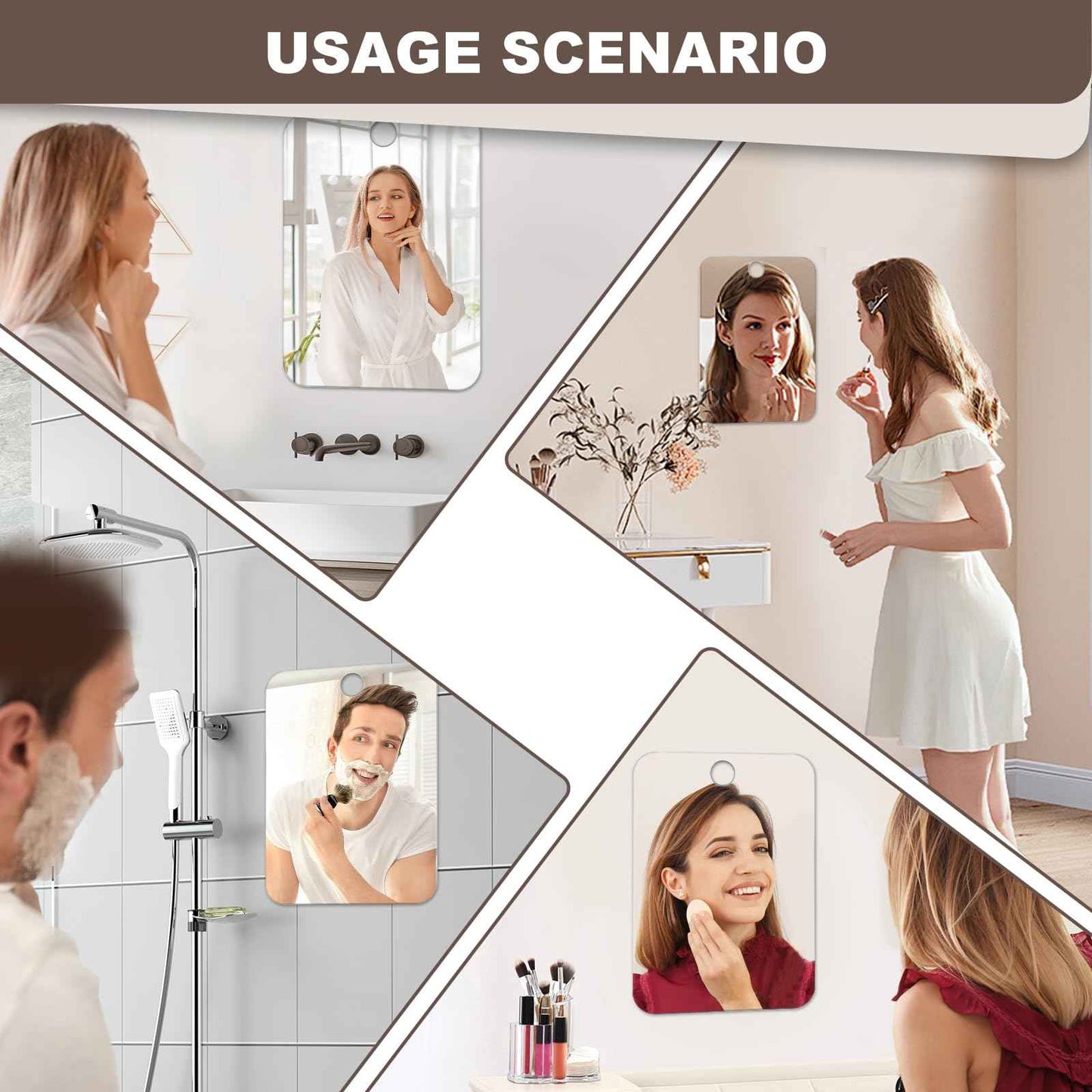 Nyosye Shower Mirror Fogless for Shaving Anti-Fog Frameless Wall Hanging Makeup,11.02" L x 7.87" W,Darkgrey
