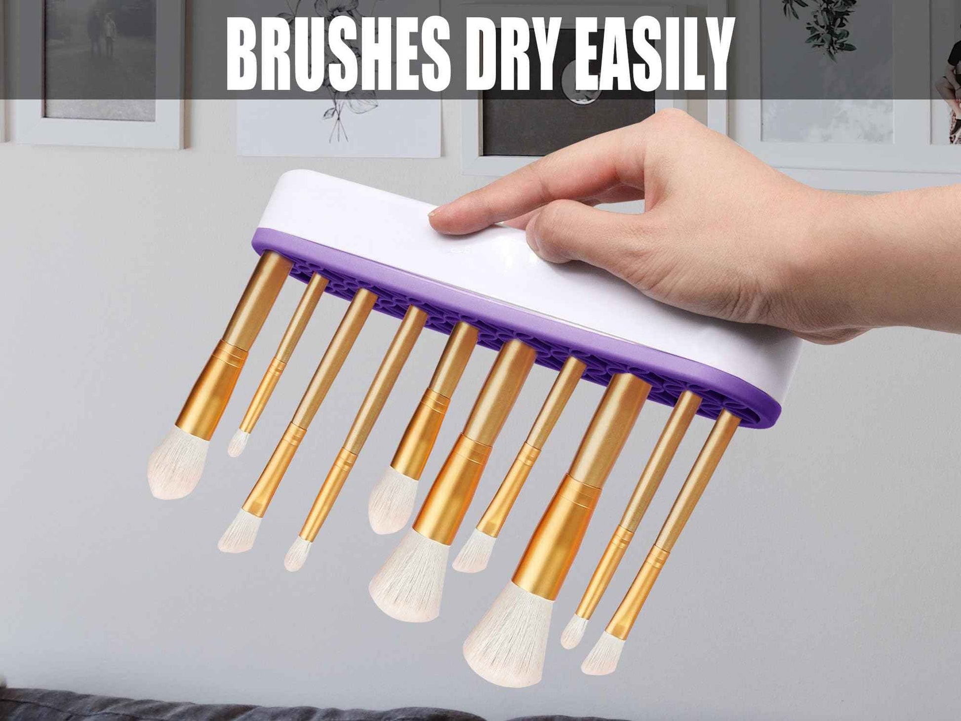 GDFYMI 2Pcs Silicone Makeup Brush Holders Green Purple Stand Makeup Brush Organizers Make Up Brushes Storage for Painting Pen Brushes Nail Clippers Drill Pens Ruler Sewing Craft Tools