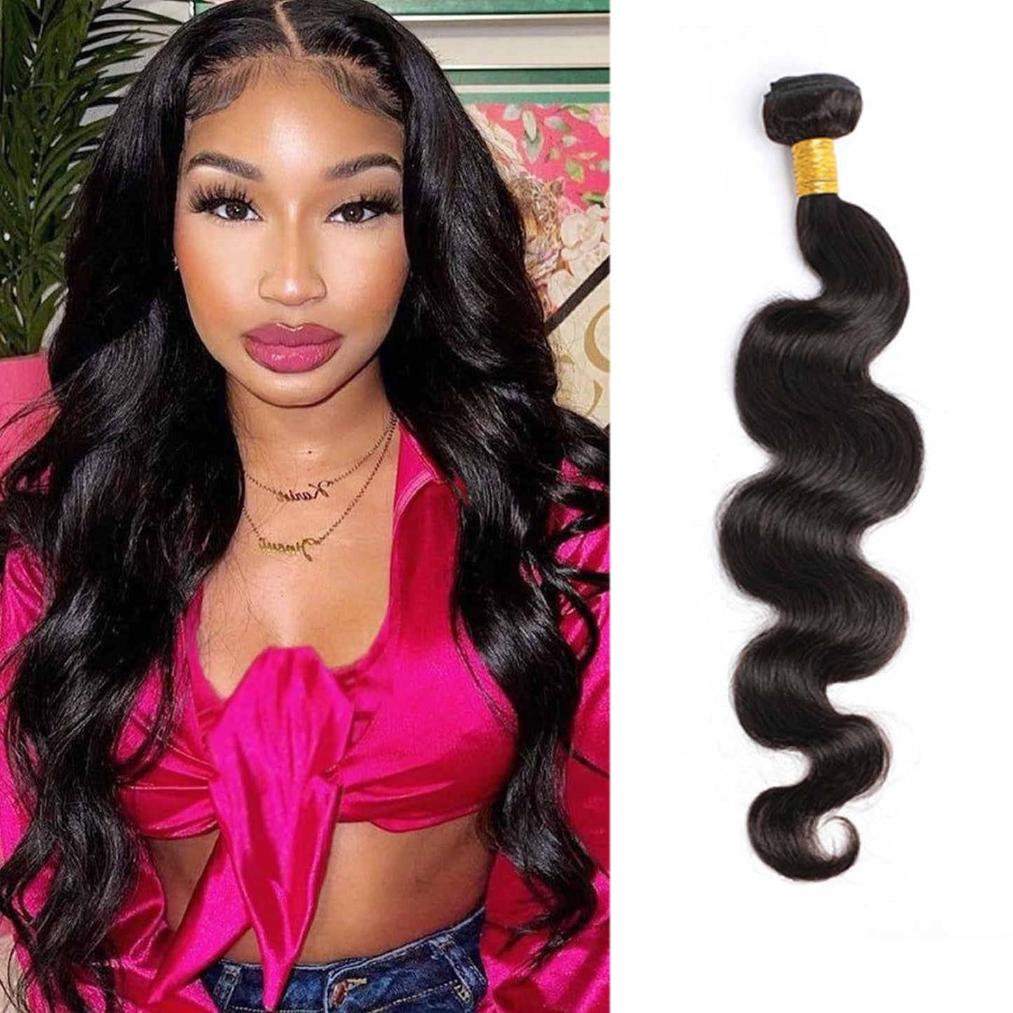 huarisi 20 Inch Body Wave Bundles Human Hair 1 Bundle 100% Unprocessed Brazilian Virgin Hair Bundles Double Weft Wavy Hair Weave Single Bundles Human Hair Natural Color