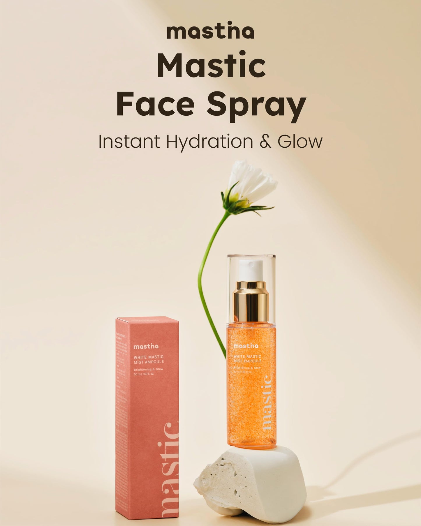 Mastina Mastic Face Spray (1.69fl oz) - Facial Mist for Natural Glow, Hydrating Formula for Dry Skin, On-the-Go Portable Korean Skin Care, Travel Summer Essentials. Mastic Gum.