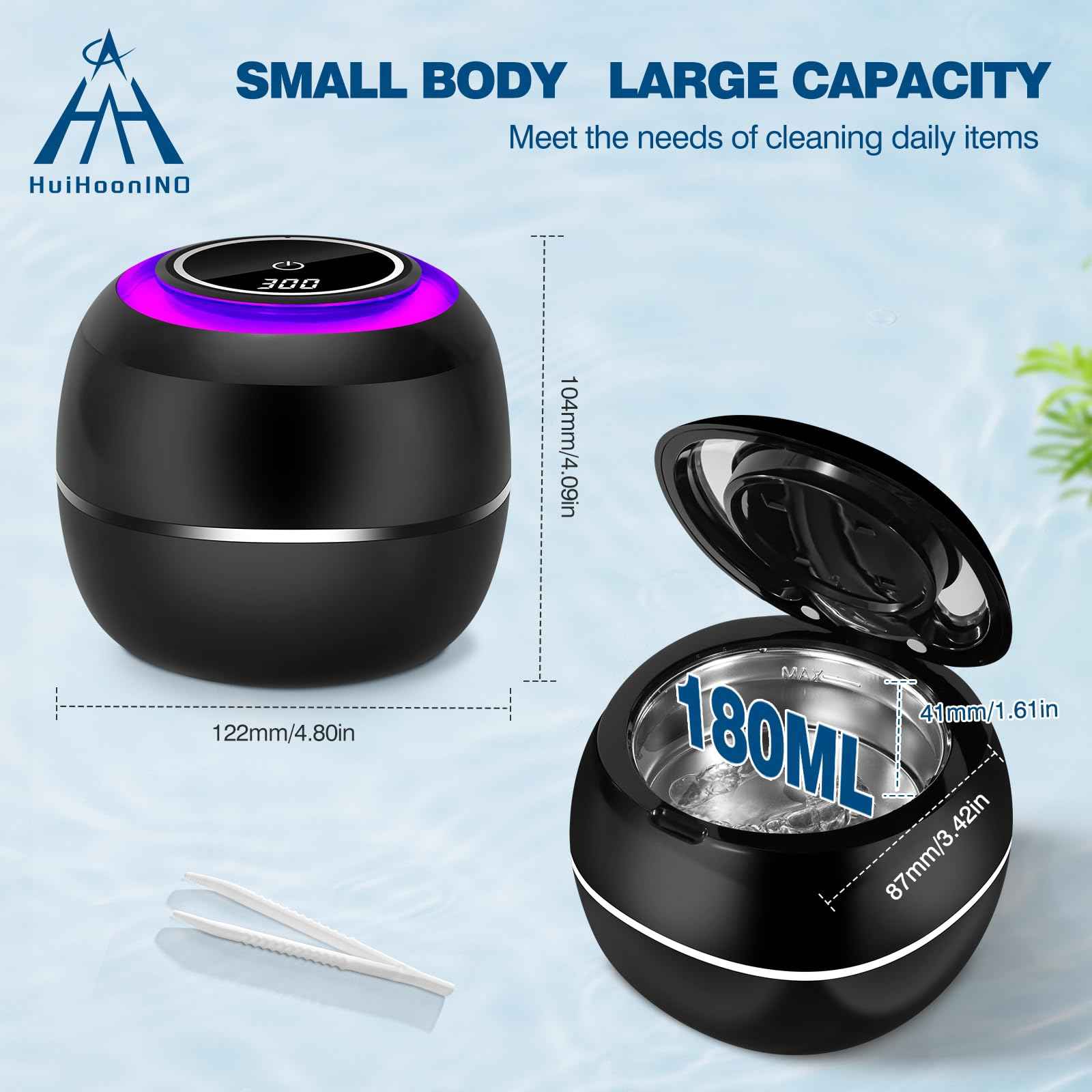 Dental Ultrasonic Retainer Cleaner Machine: 42KHz 28W 180ml,Dental Cleaning Pod for Dentures, Aligners & Mouthguards