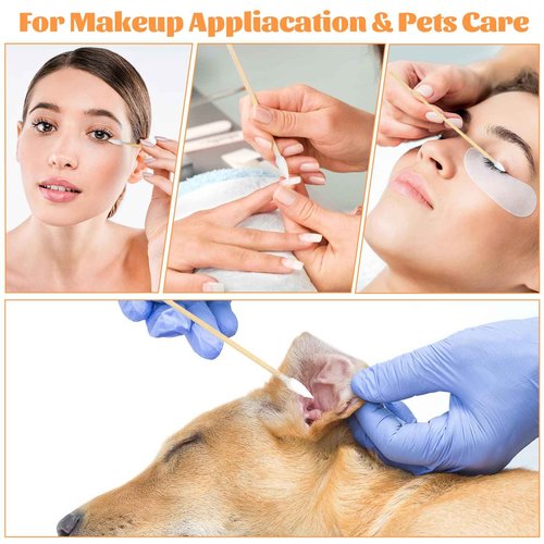 500pcs Pointed Cotton Swabs with Storage Case, 6 inch Precision Gun Cleaning Swabs, Lint Free Bamboo Handle Long Cotton Swabs for Gun Cleaning, Makeup & Electronics