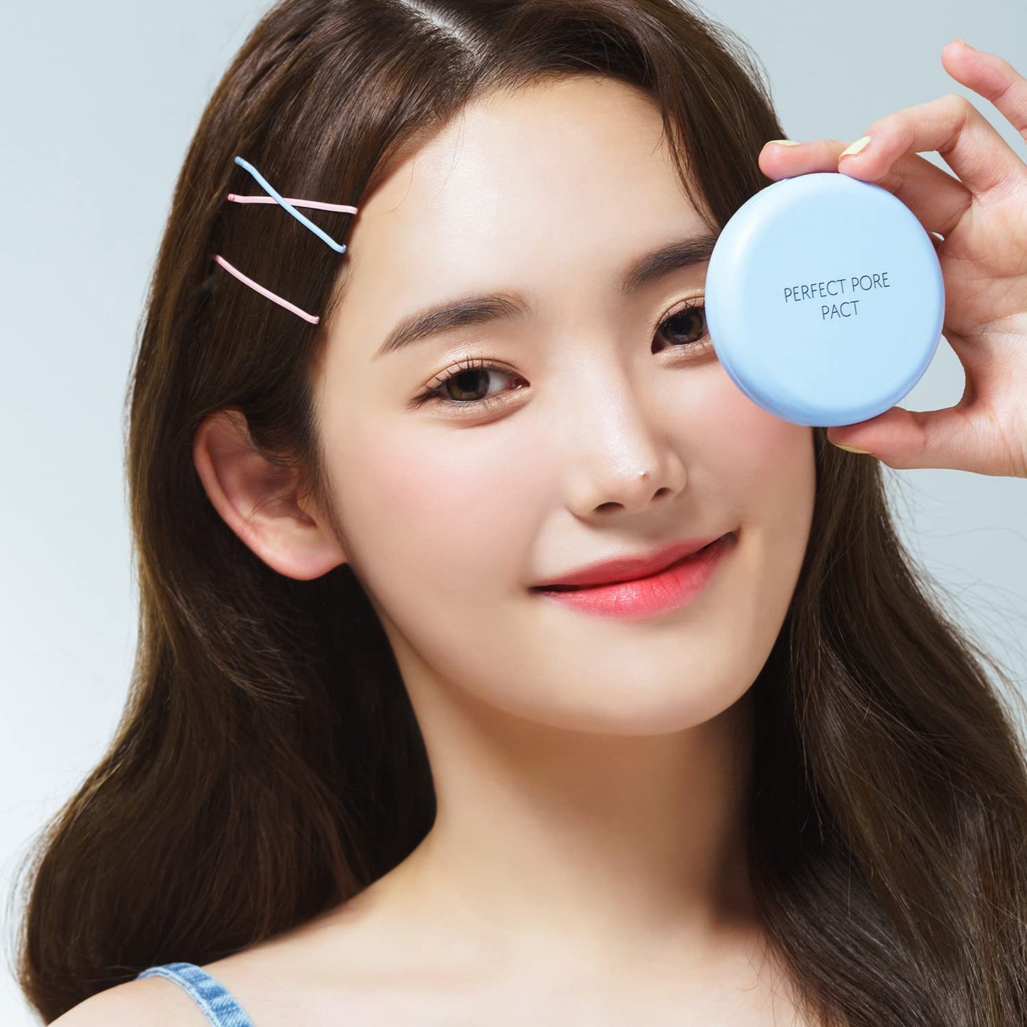 THESAEM Saemmul Perfect Pore Pact - Sebum Control Makeup Pressed Powder Pact, Pore Minimization, Plant-Based Setting Finishing Powder to Absorb Sweat and Prevent Clumps, with Mirror & Puff 12g