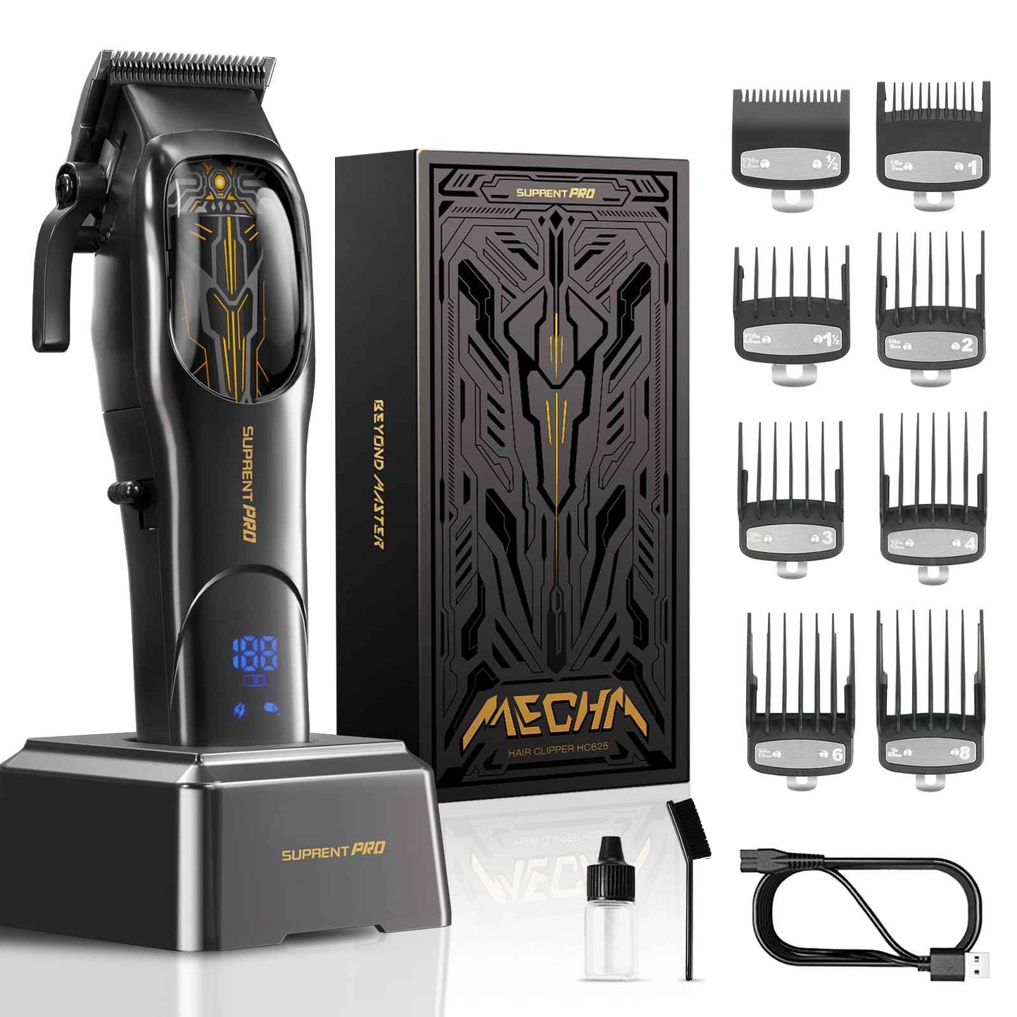 Ultra Quiet Cordless Hair Clippers for Men – High Torque 7800RPM Motor, Low Heat, Professional Hair Clippers with Charging Dock (Black)