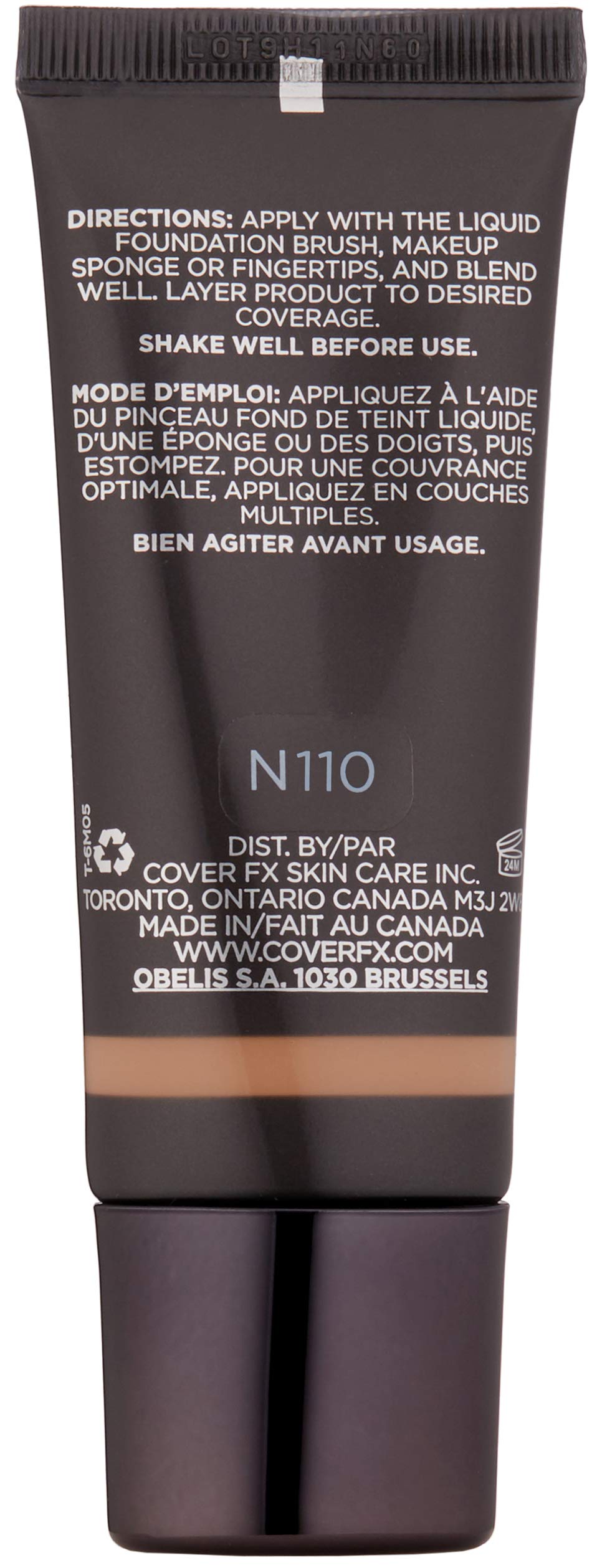 Cover FX Natural Finish Foundation: Water-based Foundation that Delivers 12-hour Coverage and Natural, Second-Skin Finish with Powerful Antioxidant Protection - N110, 1 Fl Oz