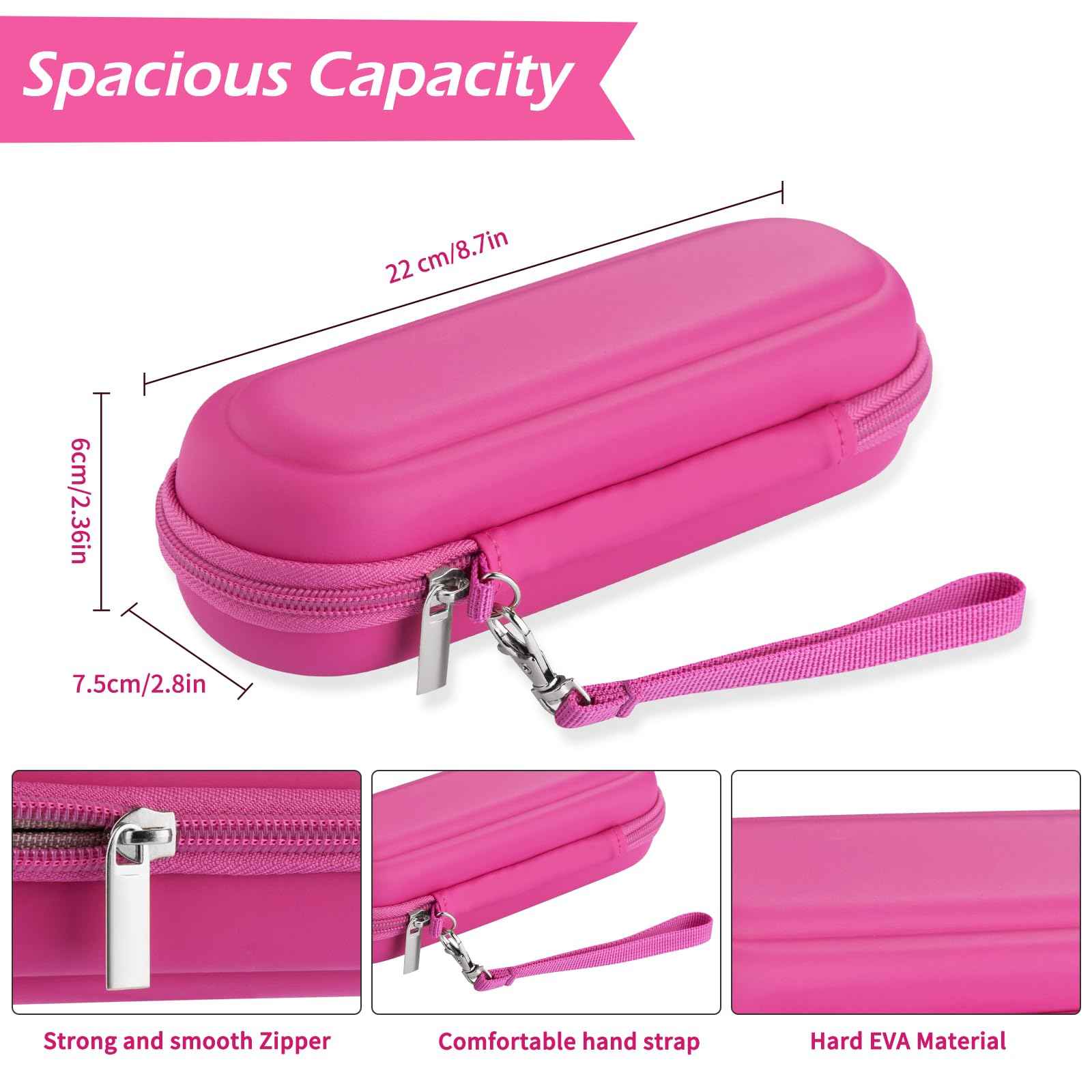 TYSORETY Toothbrush Travel Case for Oral B/Oral-B Pro 1000 1500 5000 7000 & Philips Sonicare 4100 1100 5300 5100 6100/iO Electric Toothbrush, Hard Protective Storage Bag (Pink)