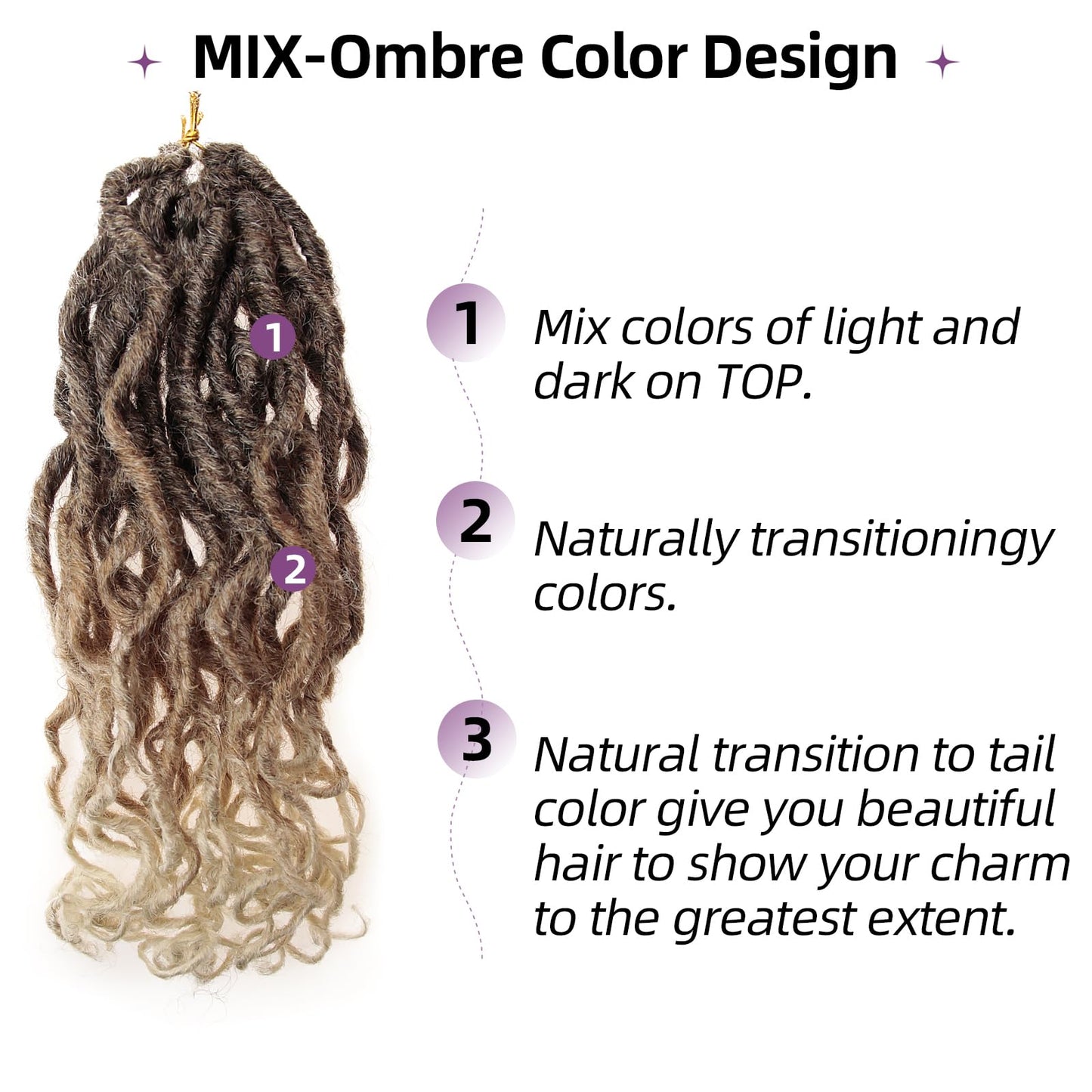 New Goddess Locs Crochet Hair,12" Faux Locs Crochet Hair Hippie Locs Synthetic Extension Ombre Crochet Locs Boho Style Crochet Braids (2 Packs 4/27/613, 12")