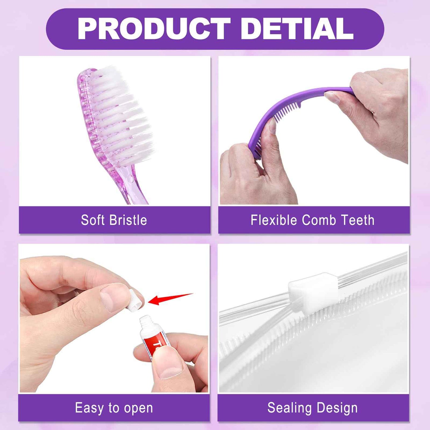 HQSLsund 20 Kits Travel Toiletry Kit Bulk, Personal Hygiene Kit, Disposable Hygiene Kit Homeless Care Supplies Charity Kit For Home, Hotel, Camping, Travel