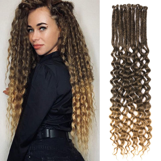 WIGNEE 24 Inches 10 Strands Curly Dreadlock Extensions Single Ended Synthetic Dreads Boho Dreadlocks Extension Braid in Dreads Extensions