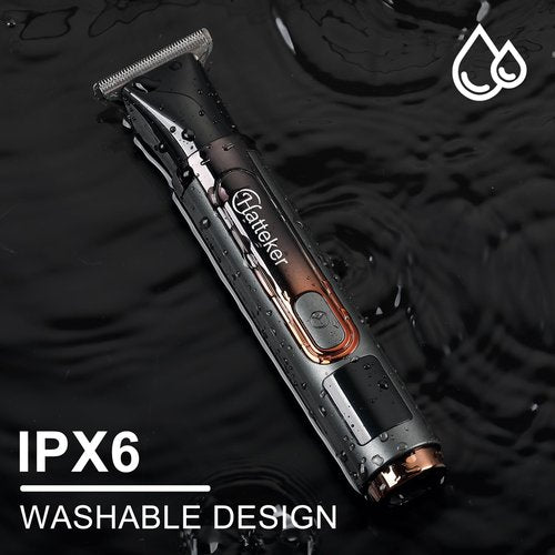 Hatteker Upgraded Mens Electric Back Shaver Body Grooming kit Body Trimmer Facial,Arm,Chin Beard Trimmer Cordless Hair Clipper with Adjustable Extension Handel Waterproof LED Display
