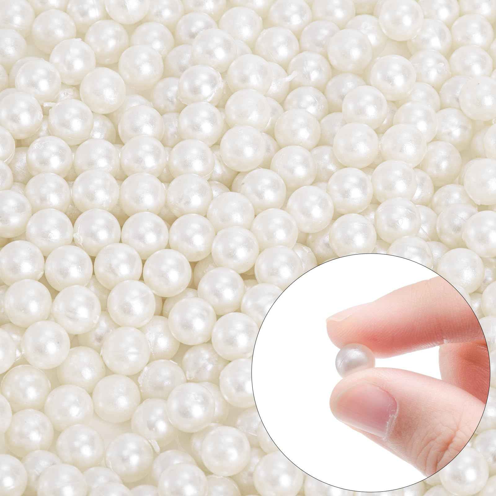 Okllen Makeup Brush Holder with Dustproof Lid, White Pearls, Acrylic Clear Makeup Brush Organizer with 3 Compartment, Large Cosmetic Brush Storage Box Case for Vanity, Bathroom, Bedroom