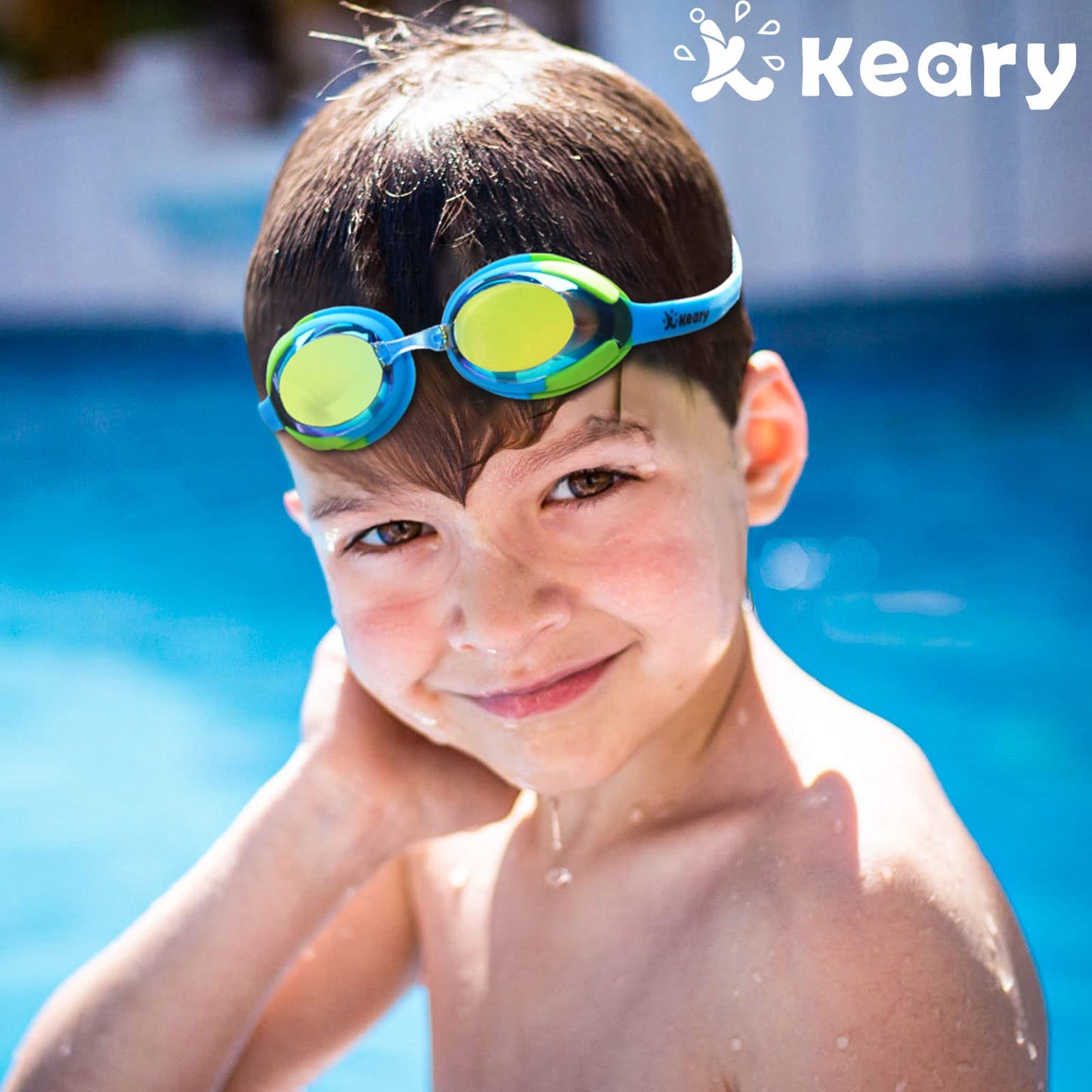 Keary 2 Pack Kids Swim Goggles Swimming Goggles for Toddler Children Girls Boy Youth, Anti-Fog Waterproof Anti-UV Flat Lens Clear Goggles Water Pool Glasses with 3 Nose Pieces, Boys Swimming Goggles