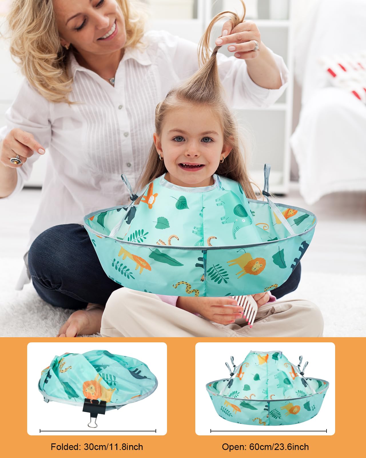 Lictin Haircut Capes Umbrella for Kids - Hair Cutting Haircut Cape Kids Waterproof Foldable Adjustment, Hairdressing Umbrella Cape Apron with 1PCS Black Comb