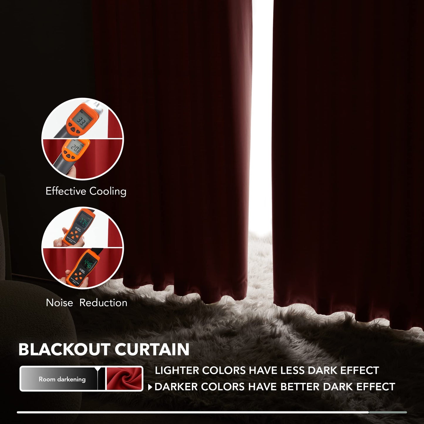 Deconovo Red Curtains for Christmas, Red Blackout Curtains Back Tab and Rod Pocket Thermal Insulated Room Darkening Curtains for Living Room 52Wx84L Inch True Red