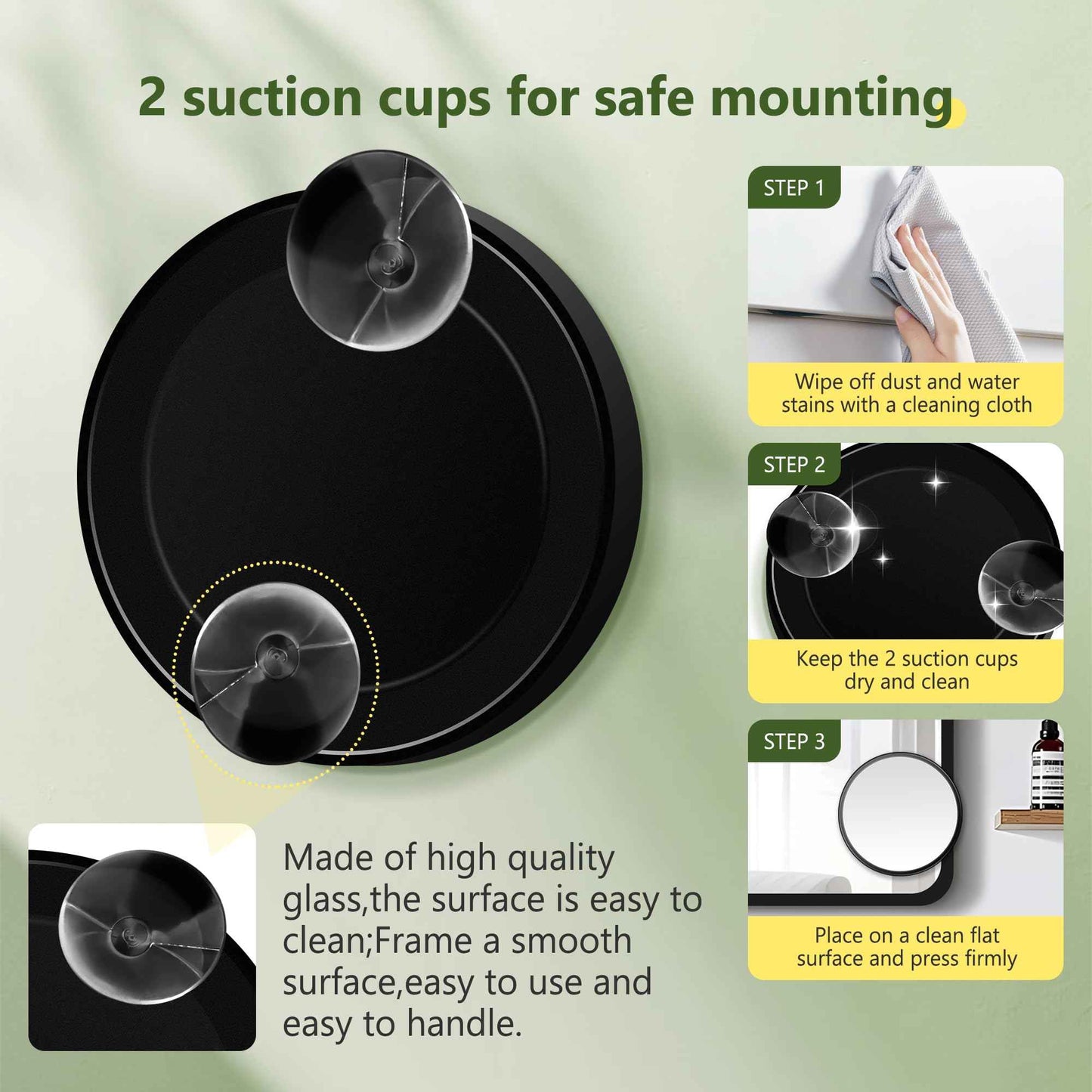 30X Magnifying Mirror, Magnifying Mirror Suction Cup, Travel Makeup Mirrors with Precise Tweezers, Compact Mirrors for The Removal of Female Facial Hair, 3.5 Inches (Black)