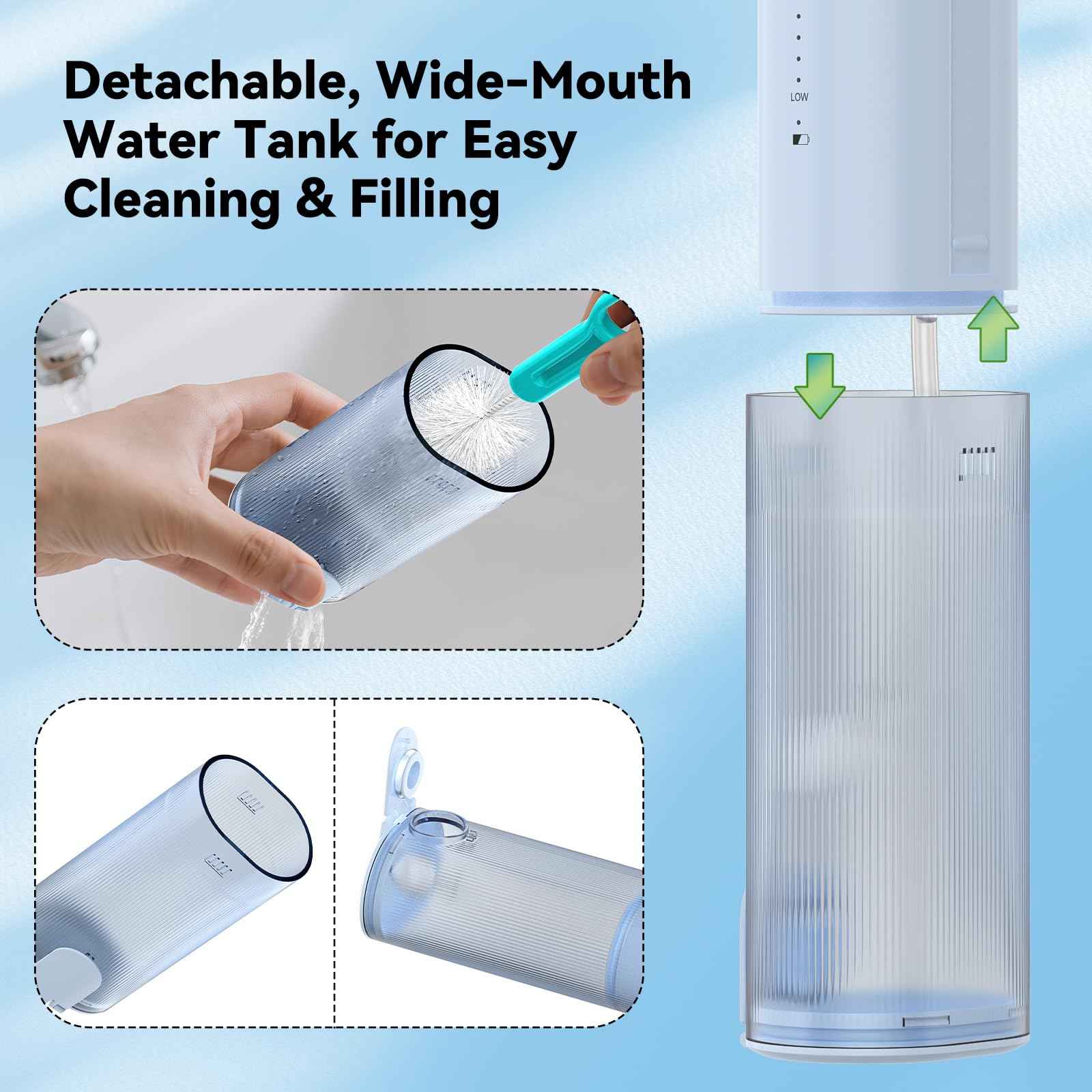 WellLeo Mini Water Flosser for Teeth,Travel Dental Flosser Picks, Portable Oral Irrigator with Telescopic Water Tank, 5 Modes IPX7 Waterproof Tooth Flosser for Brace, Sensitive Teeth, with Storage Bag