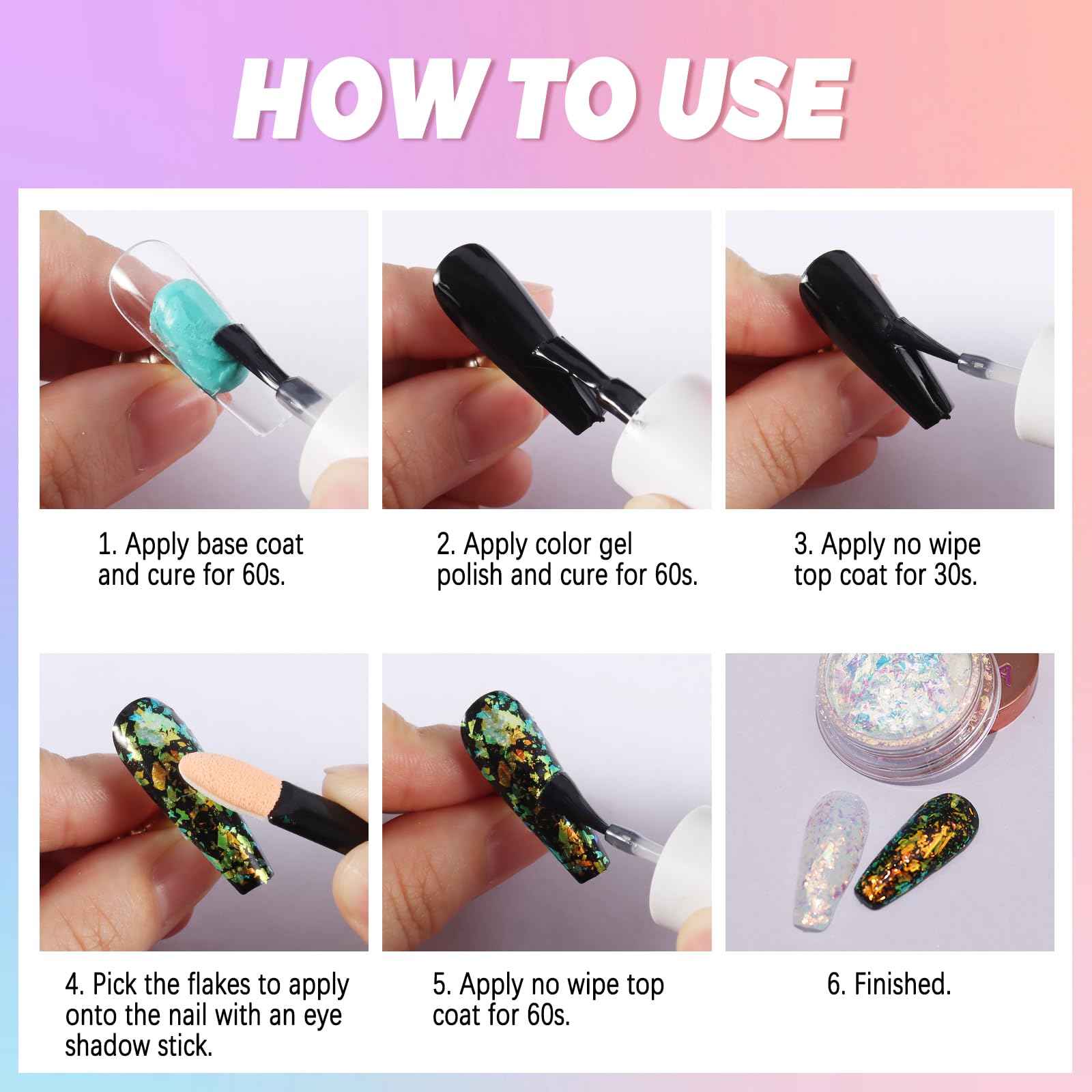 Laza Silver White Pearlescent Nail Flakes Glitter Irregular Opal Nail Foil Flakes Chunky Confetti Moonlight Chrome Sequins Aurora Fairy Dust for Mermaid Nails Design, Nail Decorations for Nail Art