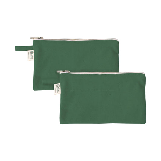 Simple Ecology Organic Cotton Canvas Zipper Toiletry, Cosmetic, Travel, Pencil Pouch - Green