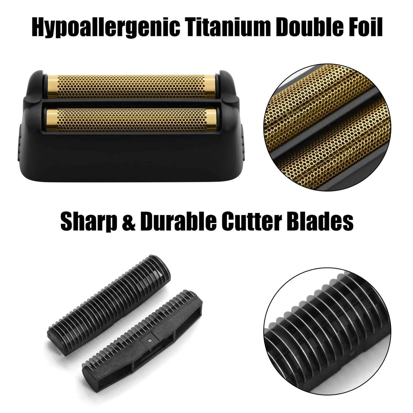 FX79RF2MB Replacement Foil and Cutters for BaBylissPRO FXONE Double Foil Stick Shaver, Hypoallergenic Extra-close Shaver Replacement Head, Matte Black