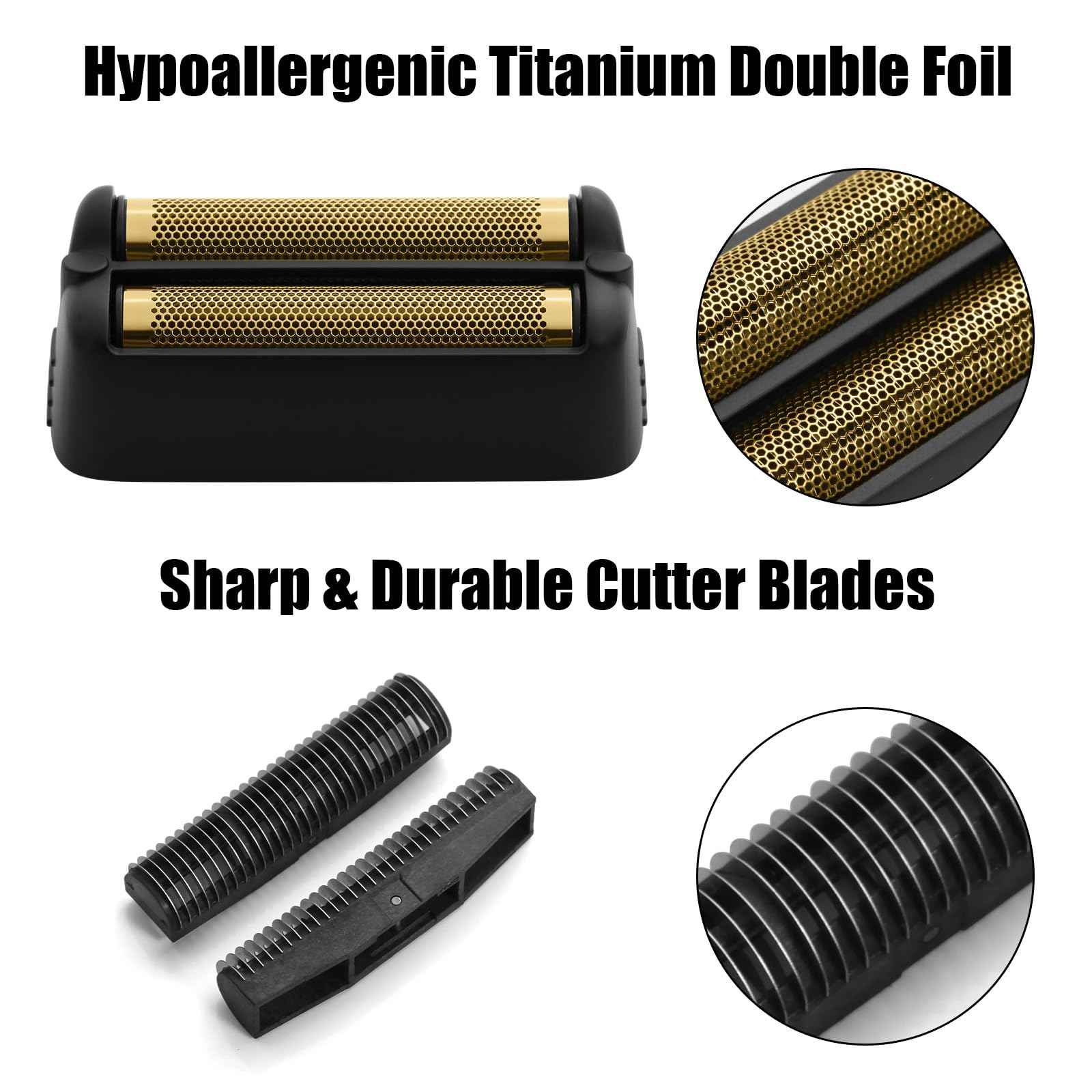 FX79RF2MB Replacement Foil and Cutters for BaBylissPRO FXONE Double Foil Stick Shaver, Hypoallergenic Extra-close Shaver Replacement Head, Matte Black