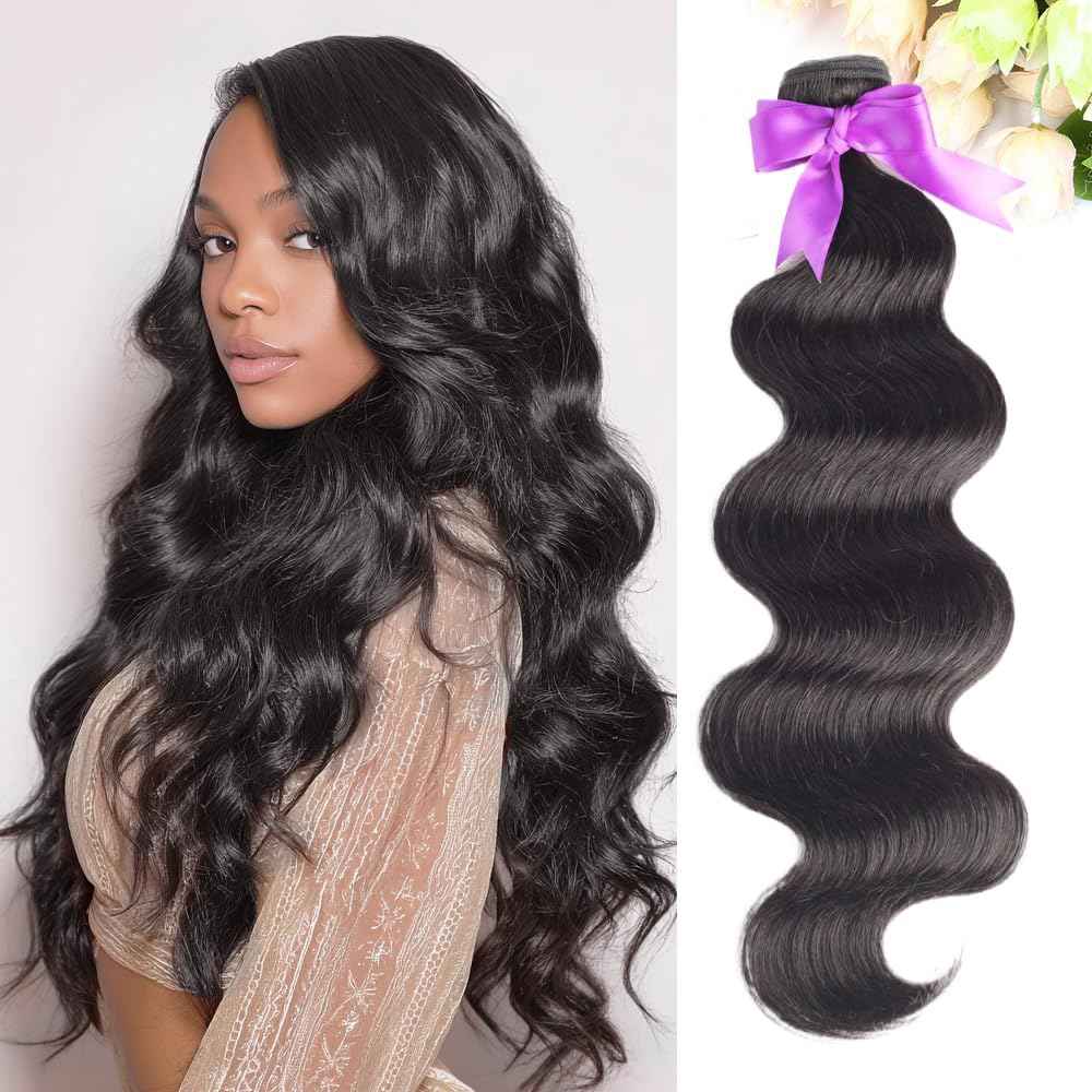 ALLRUN 10A Body Wave Bundles 100% Unprocessed Human Hair Body Wave 1 Bundle(20 Inch) Brazilian Virgin Hair Weave Human Hair Bundles Remy Hair Extension