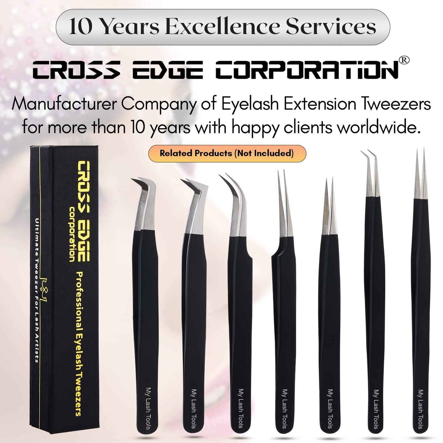 My Lash Tools Fiber Tip Lash Tweezers for Eyelash Extensions Pro Tweezer for Volume Lashes Japanese Stainless Steel Mink Lashes Fan Making Mega Volume Boot Angled Lashing Tweezers (Black)