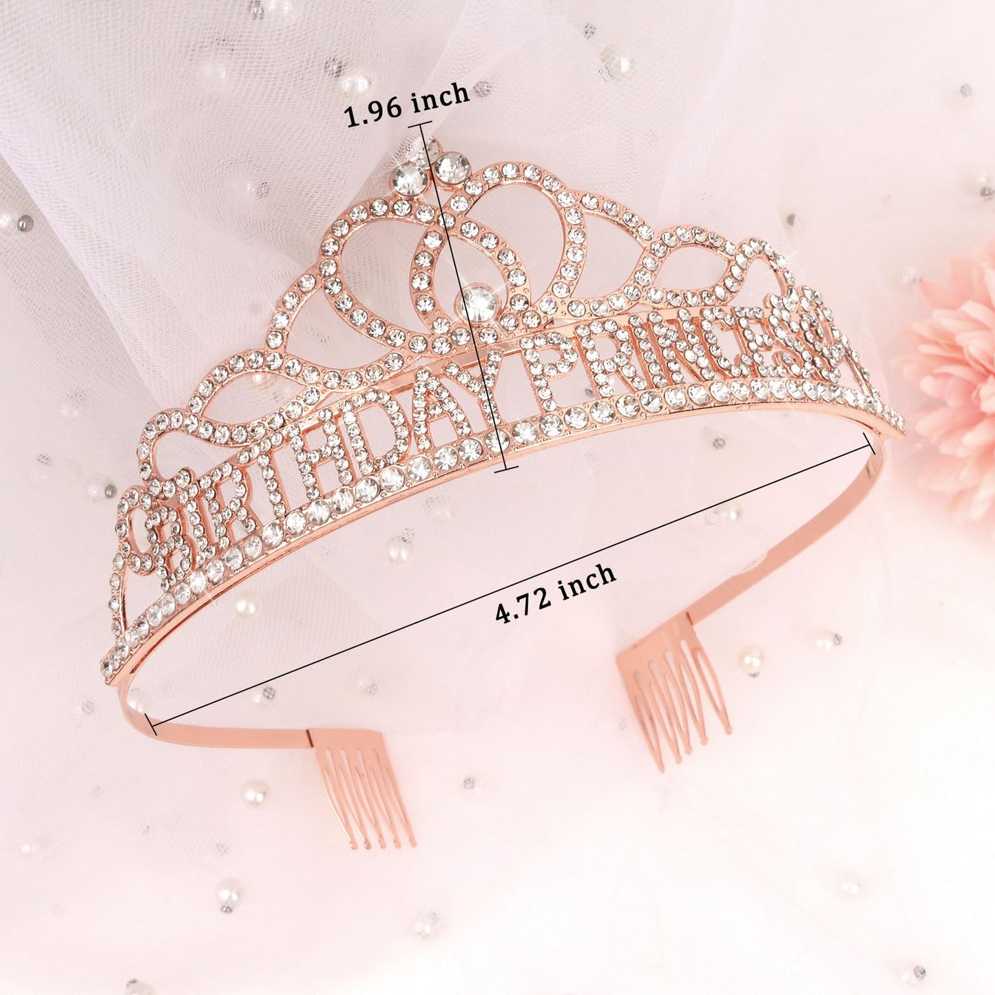 CIEHER Rose Gold Birthday Princess Crown Princess Birthday