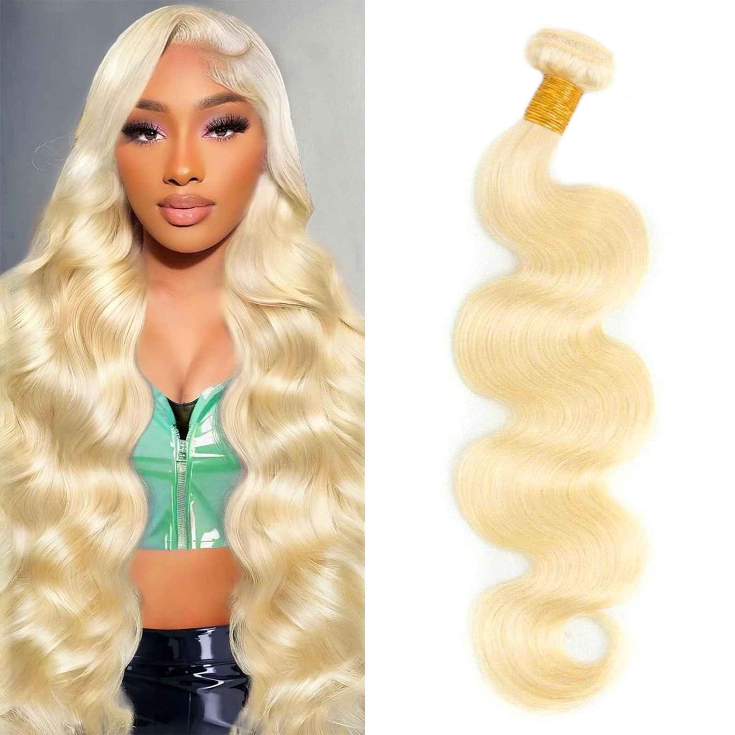 VICYAO 613 Bundles Human Hair 20 Inch Blonde Bundles Human Hair 100% Unprocessed 12A Grade Brazilian Virgin Raw Weave Bundles Human hair 1 Bundles Blonde Body Wave Human Hair Extensions for Women