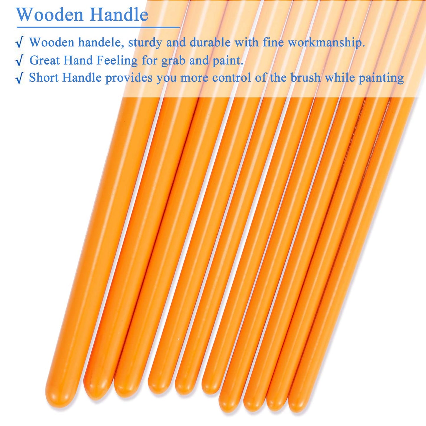 BOSOBO Paint Brushes Set, 10 Pieces Round Pointed Tip Paintbrushes Nylon Hair Artist Acrylic Paint Brushes for Acrylic Oil Watercolor, Face Nail Body Art, Miniature Detailing & Rock Painting, Orange