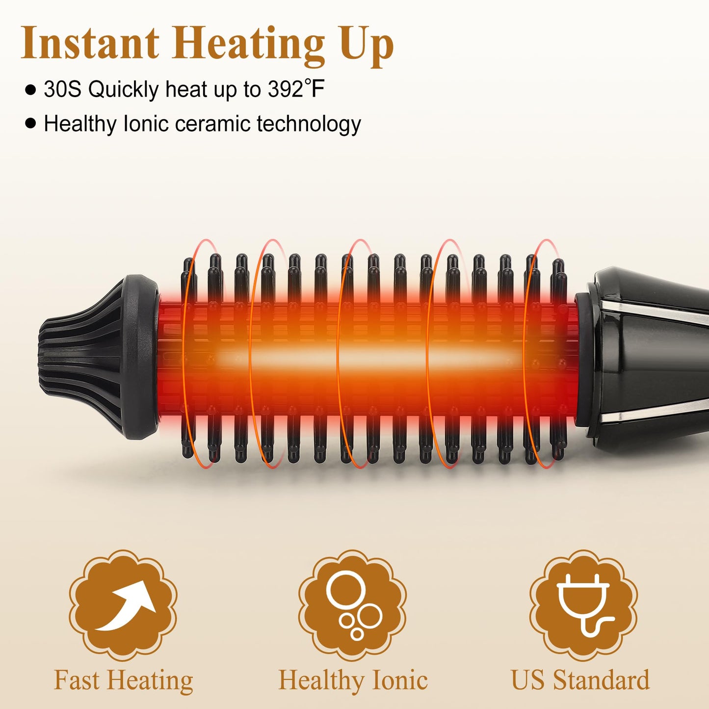 Curling Iron Brush, Mini Curling Iron 1 Inch Ceramic Tourmaline Ionic Hot Curler Brush, Professional Anti-Scald Instant Heat Up Curling Wands, Anti-Frizz Electric Wand for All