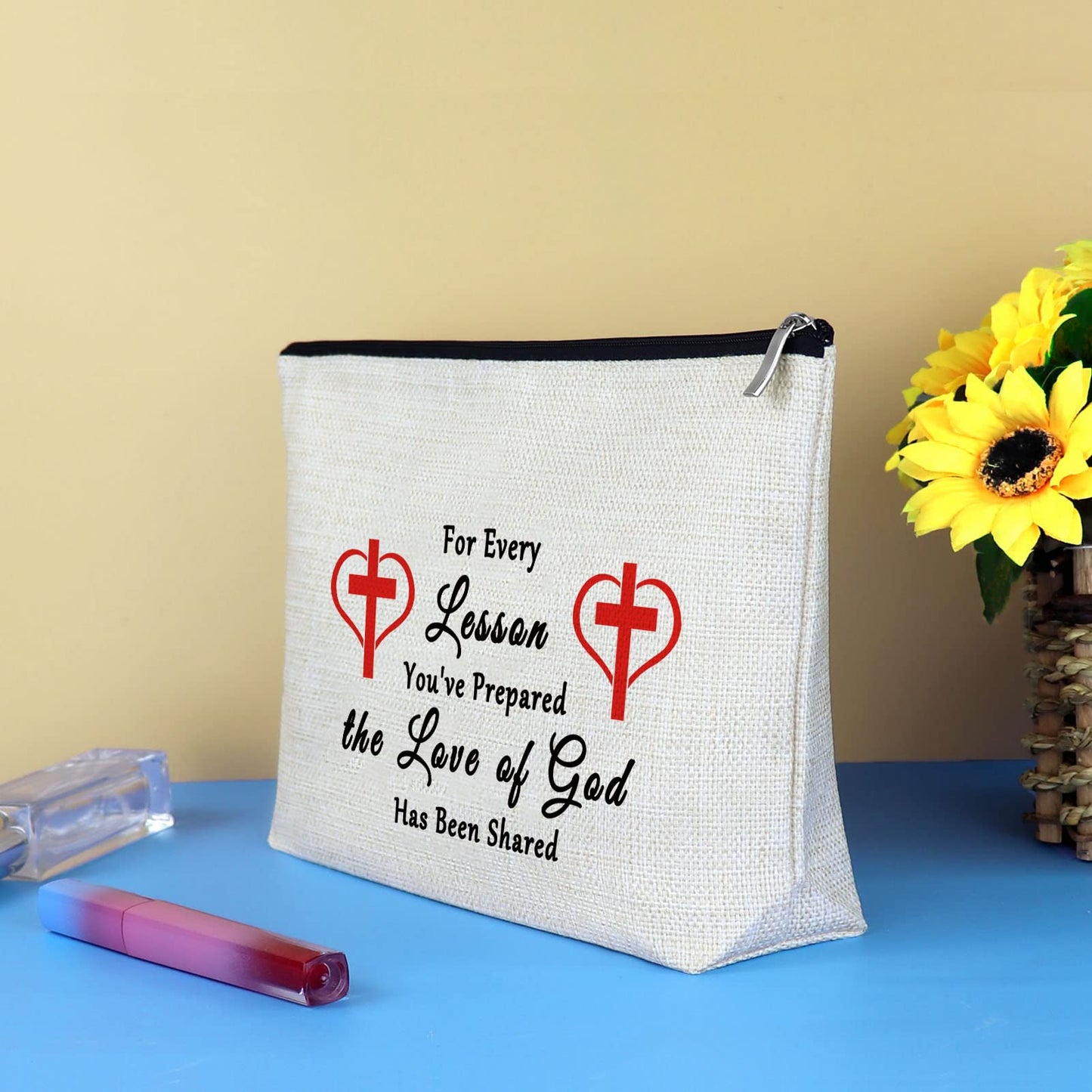 Sunday School Teacher Gift Makeup Bag Religious Gifts for Teacher Christian Gifts for Women Christian Teacher Appreciation Gifts Thanksgiving Graduation Gift for Sunday School Teacher Travel Pouch