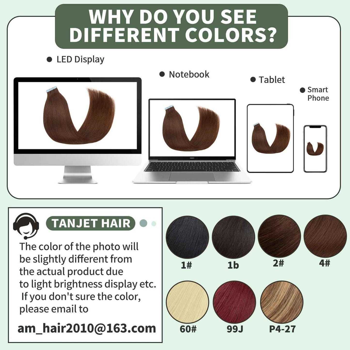 TANJET Tape in Hair Extensions 100% Remy Human Hair Soft Straight Seamless Skin Weft Hair Extensions Human Hair Tape in Hair Extensions Human Hair Chocolate Brown (#4 16 Inch 20pcs 40g/Pack)