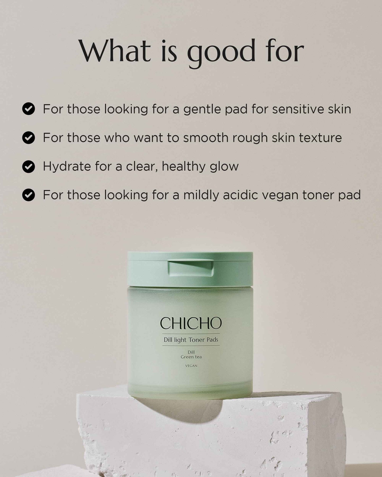CHICHO Dill Light Toner Pads 82.9% Dill Extract Green Tea Centella Korean Face Exfoliating and Moisturizing Pad Sensitive Skin Vegan OEKO-TEX Cotton - For Dull & Rough Skin, 80 Pads