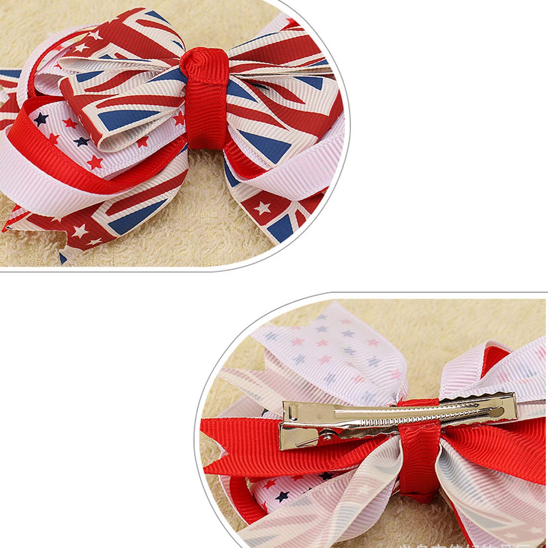 Girl Hair Clip Hair Bows Boutique Alligator Hairpins Hair Accessories for 4th of July 2 Pack ZFJ04 (Style 8)