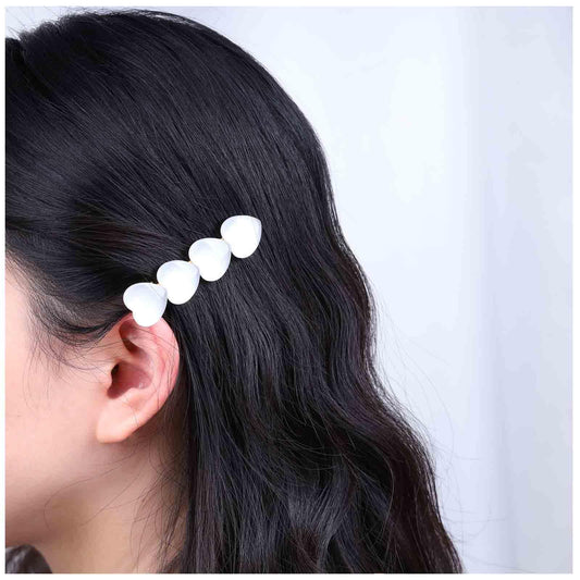 Iaceble Rhinestone Heart Hair Clip Cat Eye Stone Hair Barrette Opal Hair Clip Pins Heart Side Clip Head Clip White Pearl Shell Hairpins Decorative Hair Accessories(White Heart)