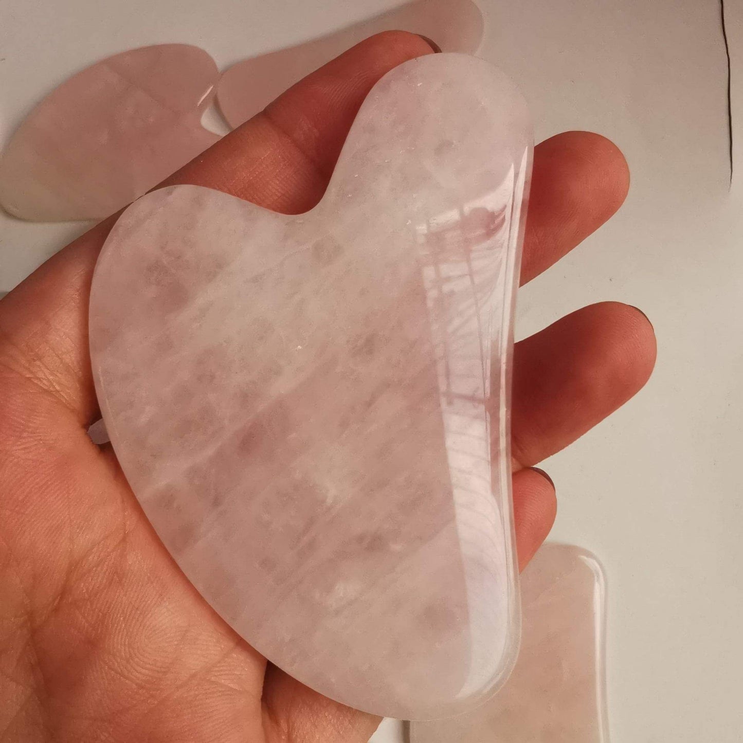 Loveliome Gua Sha Crystal Jade Stone Board for Skincare, Scraping Face Back Massage Relax Therapy Trigger Point Treatment (Rose Quartz)