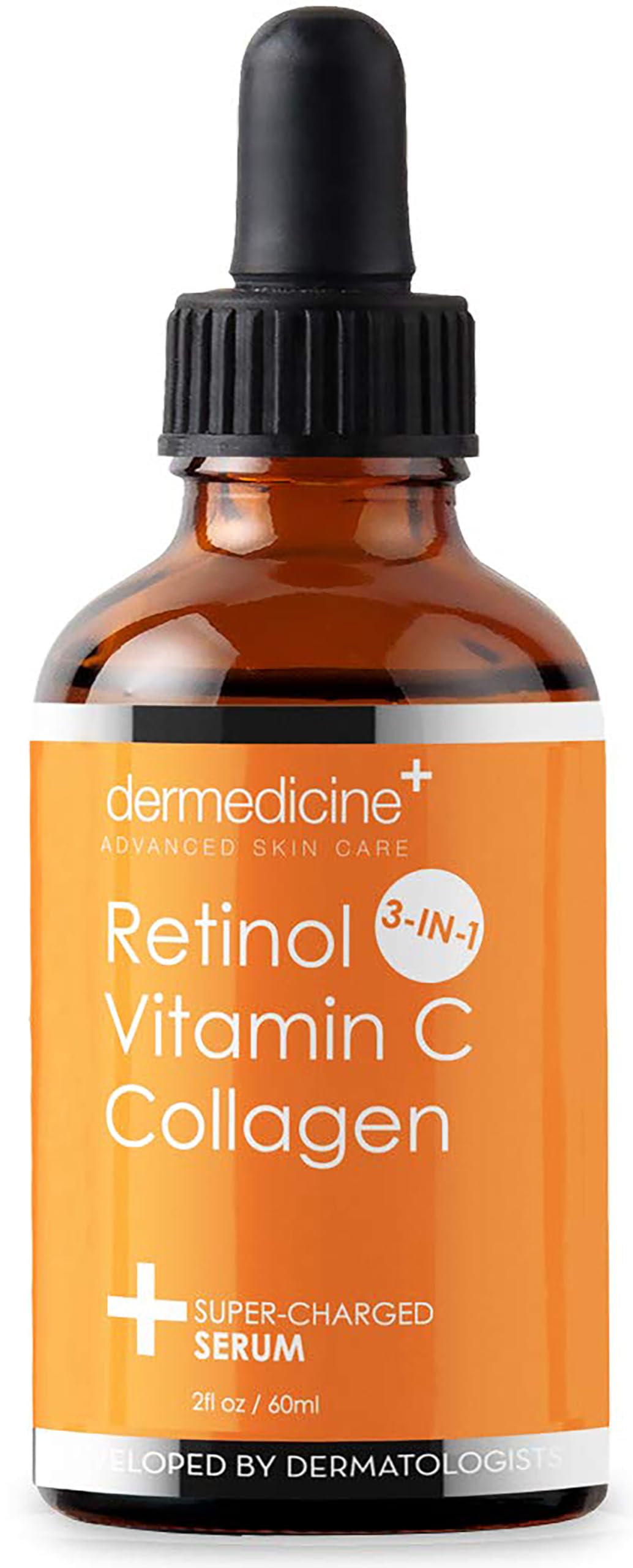 Retinol Vitamin C Collagen | Super Charged Anti-Aging Serum for Face | Pharmaceutical Grade Quality | Helps Smooth & Plump Fine Lines & Wrinkles & Brightens for Younger Skin | 2 fl oz / 60 ml