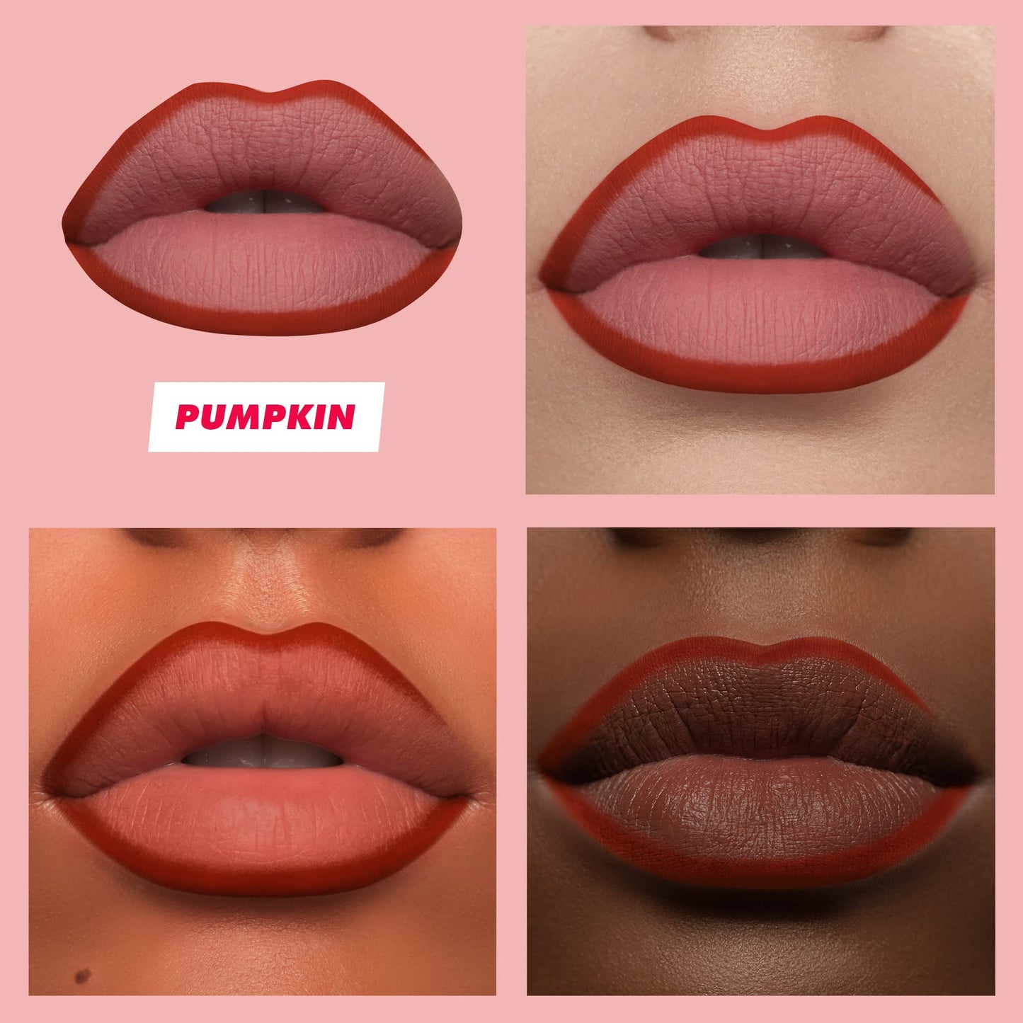 Lime Crime Velvetines Lip Liner, Pumpkin (Brick Red) - Soft & Creamy Texture - Long-Lasting Nude Matte Lip Lining Pencil - Waterproof Formula, Won't Smudge or Transfer - Vegan & Cruelty-Free