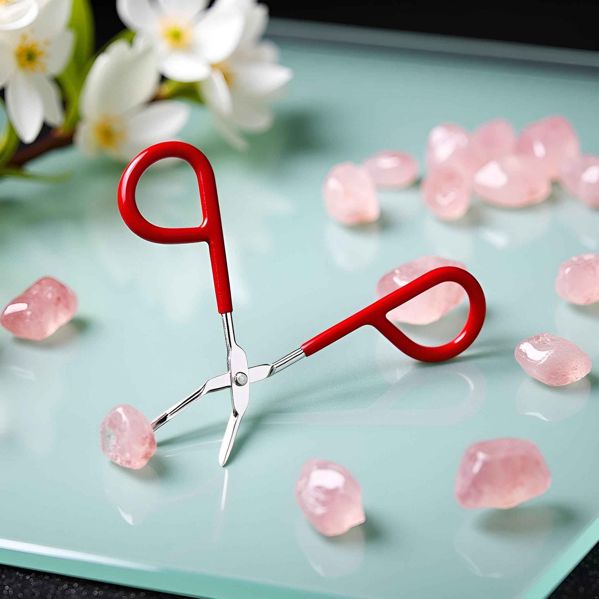 1Pc Red Eyebrow Tweezers Stainless Steel Scissors Shaped Tweezers Slant Tip Tweezer Clip Hair Tweezer Beauty Tool for Women Girl Hair Removal