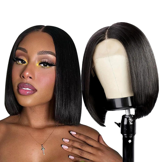 10Inch Bob Wig Human Hair 200 Density 13x4 HD Lace Frontal Short Straight Bob Wigs Human Hair Pre Plucked with Baby Hair Straight Bob Frontal Wigs For Women