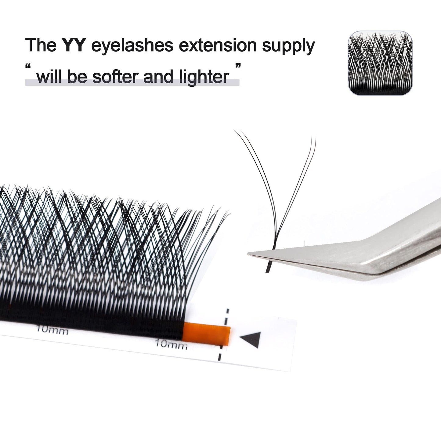 ACTROL YY Eyelashes Extension Lashes Black C Curl 0.07mm 11mm Lash Volume Extension Easy Fans Y Shaped Premade Soft Eyelashes Supply