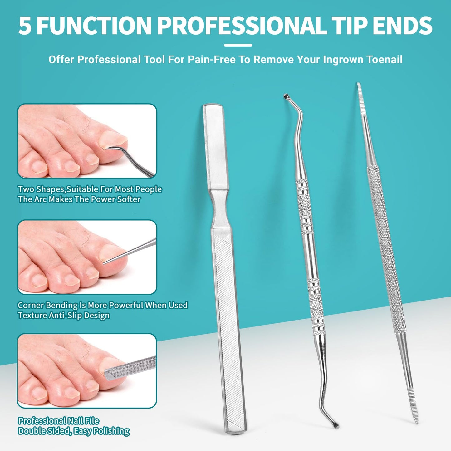 Toenail Clippers for Ingrown & Thick Toenails - Heavy Duty Toe Nail Clippers for Remove Side Ingrown Toenail with Angled Sharp Blades, Professional Pedicure Tool with Long Handle for Seniors & Men