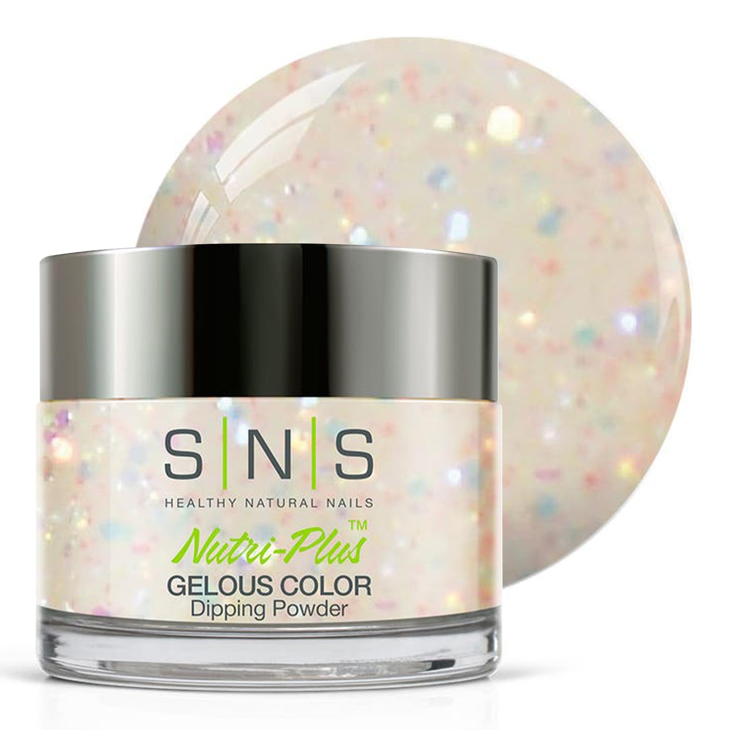 SNS Nail Dip Powder, Gelous Color Dipping Powder - Angel Dust (White/Cream, Glitter) - Long-Lasting Dip Nail Color Lasts 14 Days - Low-Odor & No UV Lamp Required - 1oz