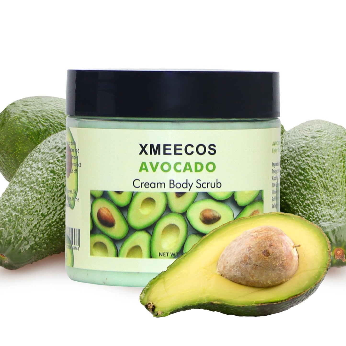 XMEECOS Avocado Body Cream Scrub Skin Cleanser Cruelty Free Prevent Cracked Skin| Exfoliating| Moisturizing| Natural (Milk)