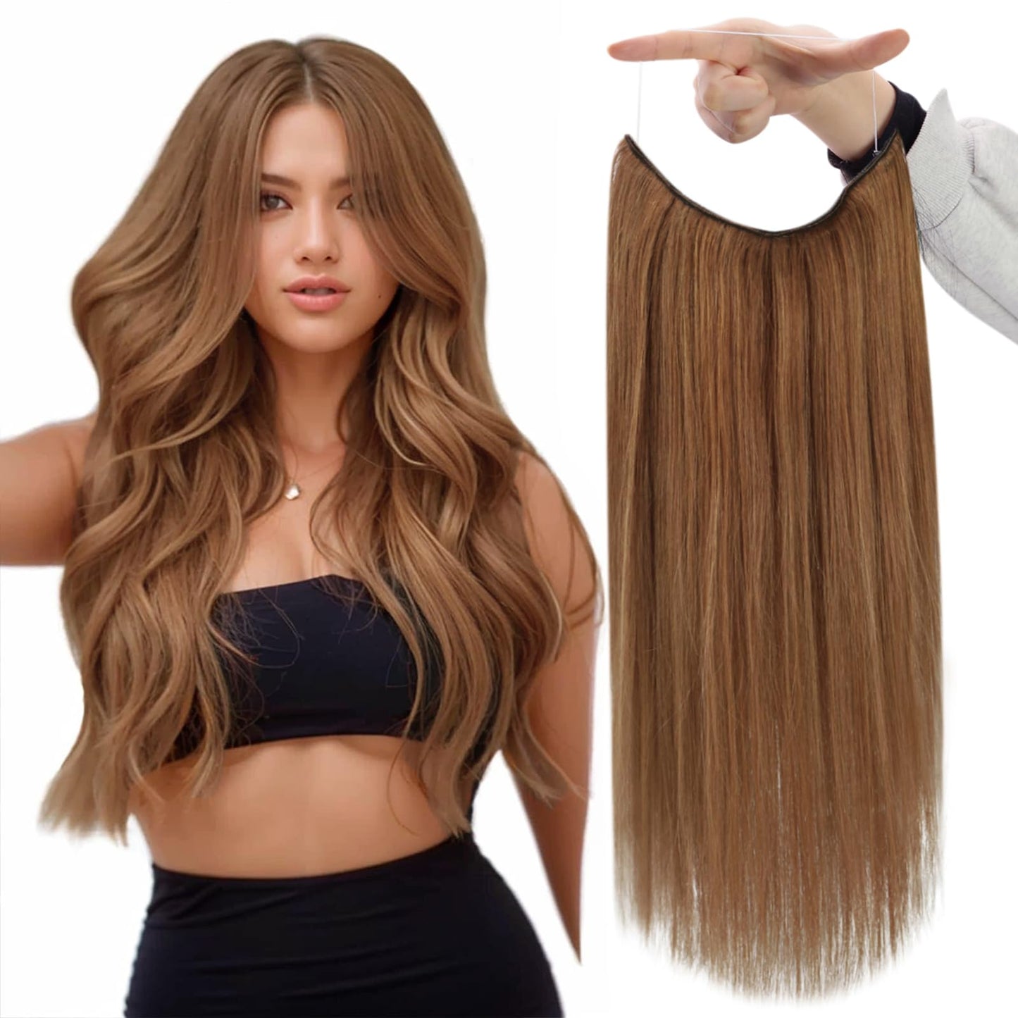 Fshine Wire Hair Extensions Real Human Hair Color 330 Pumpkin Spice Invisible Hair Extensions Real Human Hair Copper Fish Line Wier Hair Extensions 10 Inch Soft Remy Hair 50 Grams