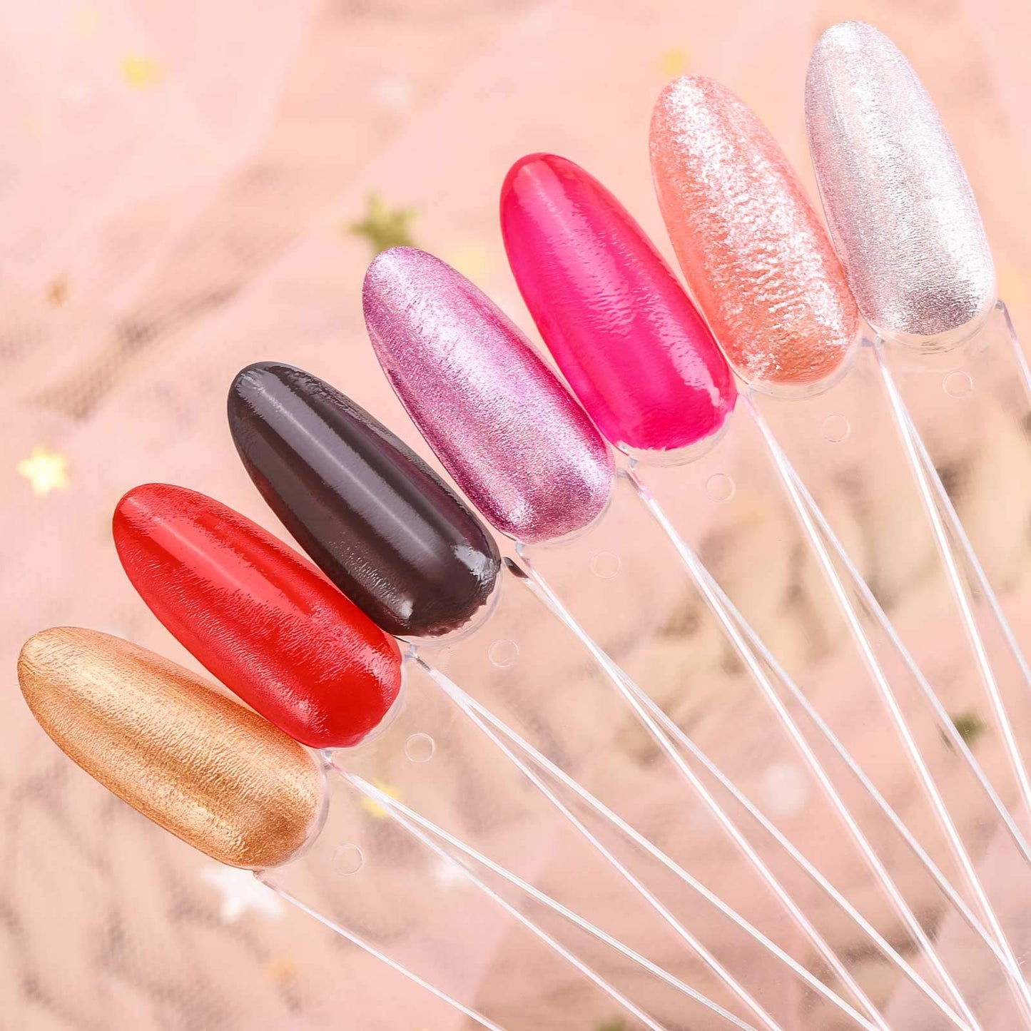 200 Pcs Oval Nail Polish Sample Sticks Fan-shaped Finger Nail Color Display Swatches with Metal Split Ring, Clear