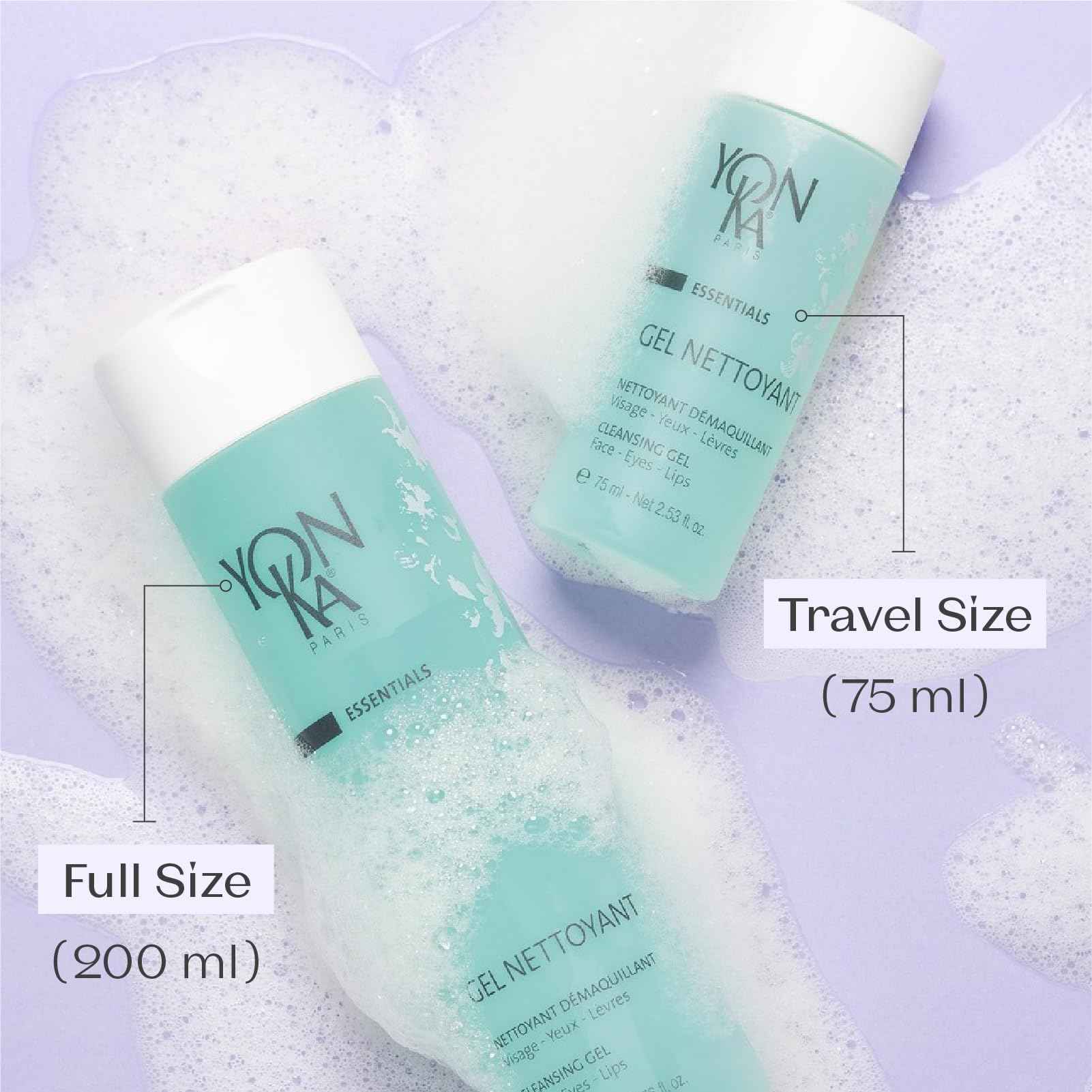 Yonka Gel Cleanser | Gentle Foaming Face Wash & Makeup Remover | Cleanses Pores and Balances Skins pH with Red Algae & Amino Acids | For Acne Prone & Oily Skin | Paraben-Free | Travel Size 2.53 fl oz
