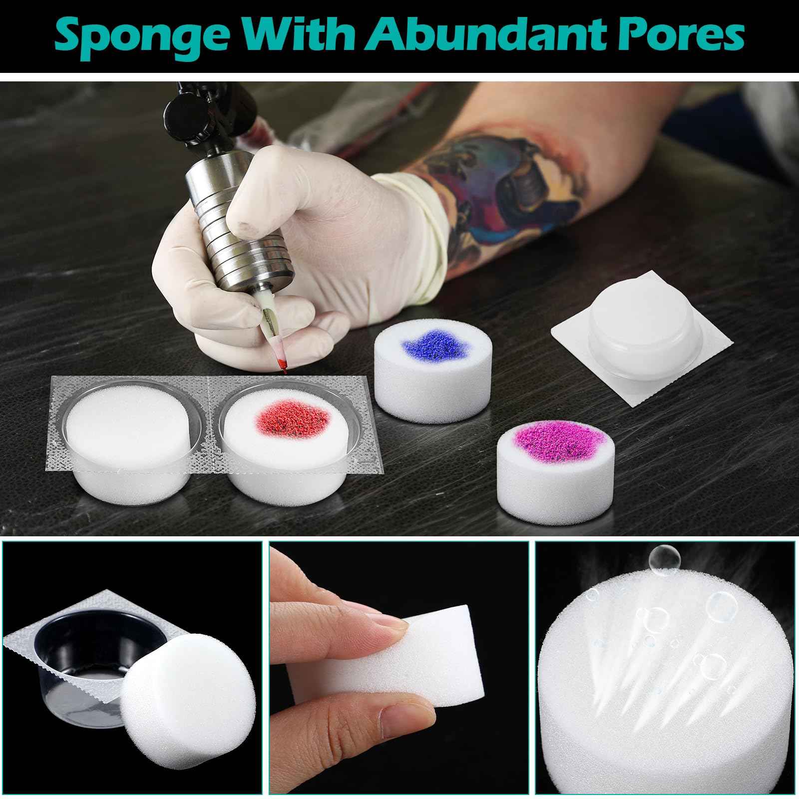 Heigble 48 Pcs Dip Foam Rinse Cup Disposable Dip Cups Cleaning for Needles Tip Professional Cartridge Foam for Blending Rinsing Diluting Drying Ink