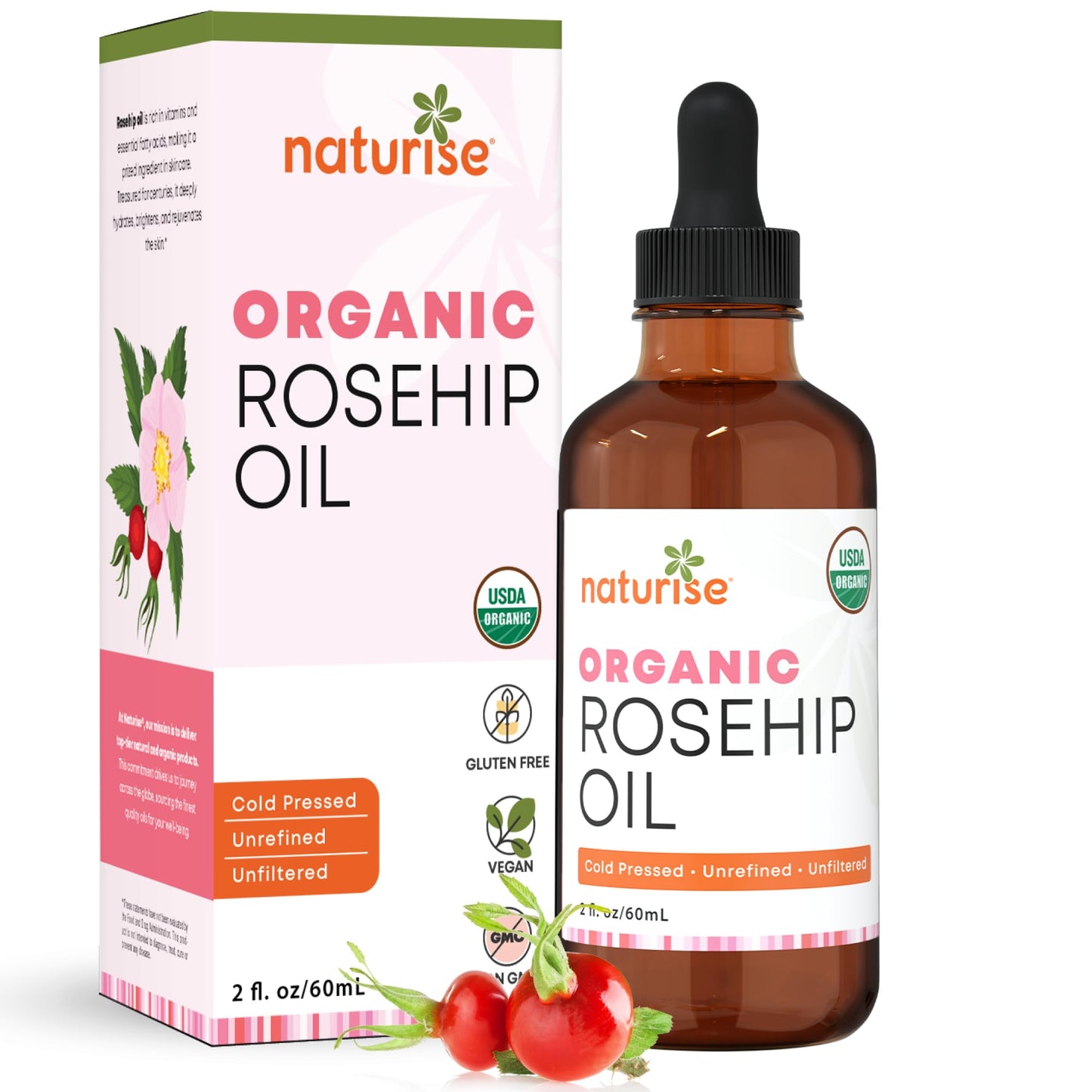 Organic Rosehip Oil for Face - Organic Cold Pressed Rose Hip Oil for Skin and Body Care - Vegan Non-GMO Gua Sha Oil - Rosa Mosqueta Oil, Rosehip Seed Facial Oil for Gua Sha Massage (2 FL. OZ.)