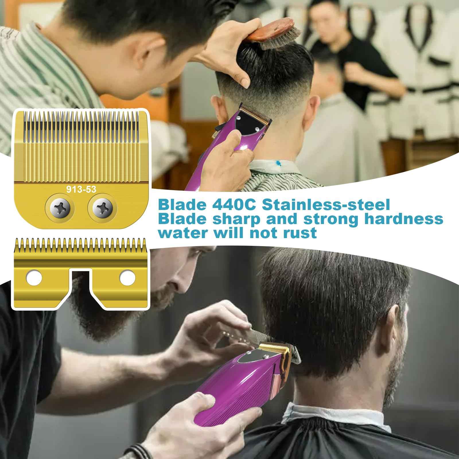 913-53 Fine Blade Replacement Trimmer Blade Compatible with Oster Fast Feed 076023 and Salon Pro Clippers 076830 Blades Replacement，Golden